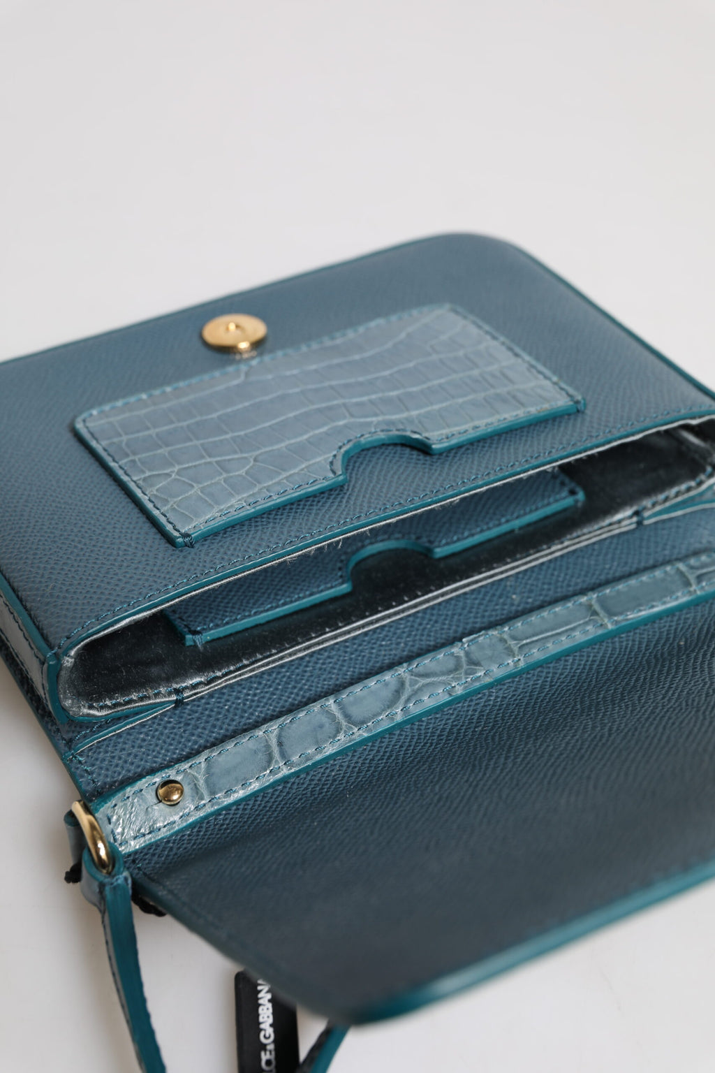Mini borsa a tracolla Dolce & Gabbana in pelle esotica verde con placca DG