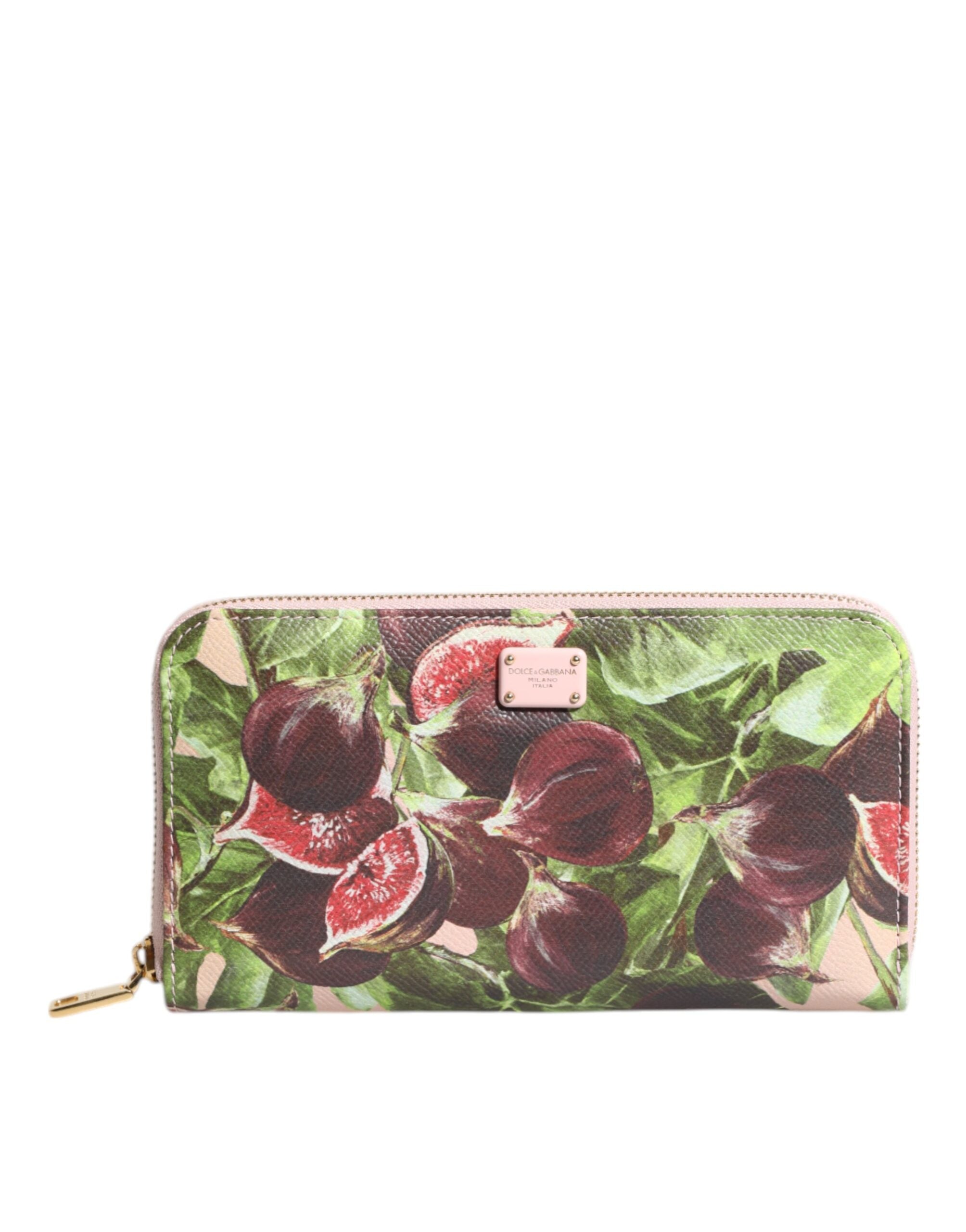 Portafoglio Continental con Cerniera in Pelle Dauphine con Motivo Frutta Multicolor Dolce & Gabbana
