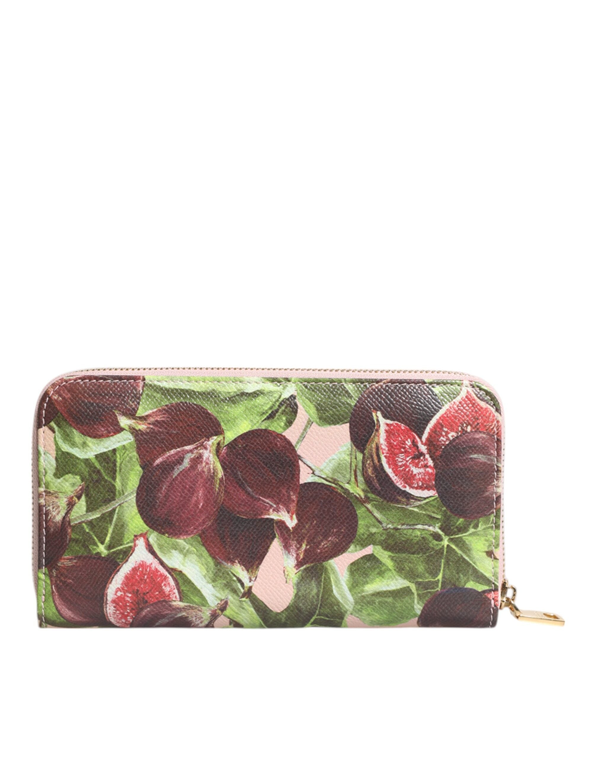 Portafoglio Continental con Cerniera in Pelle Dauphine con Motivo Frutta Multicolor Dolce & Gabbana