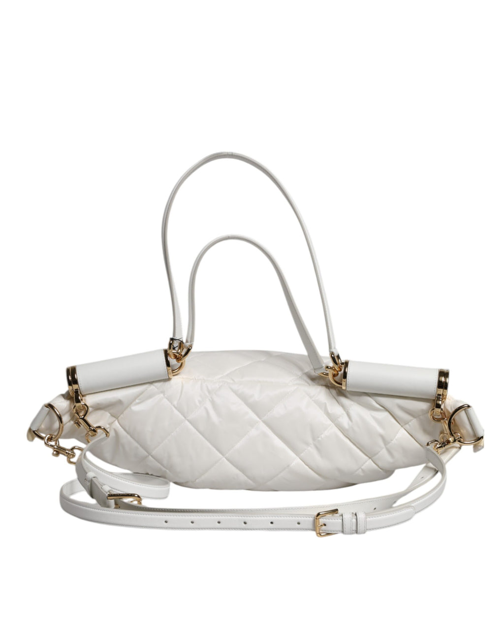 Marsupio con cintura Dolce & Gabbana bianco trapuntato con placca logo