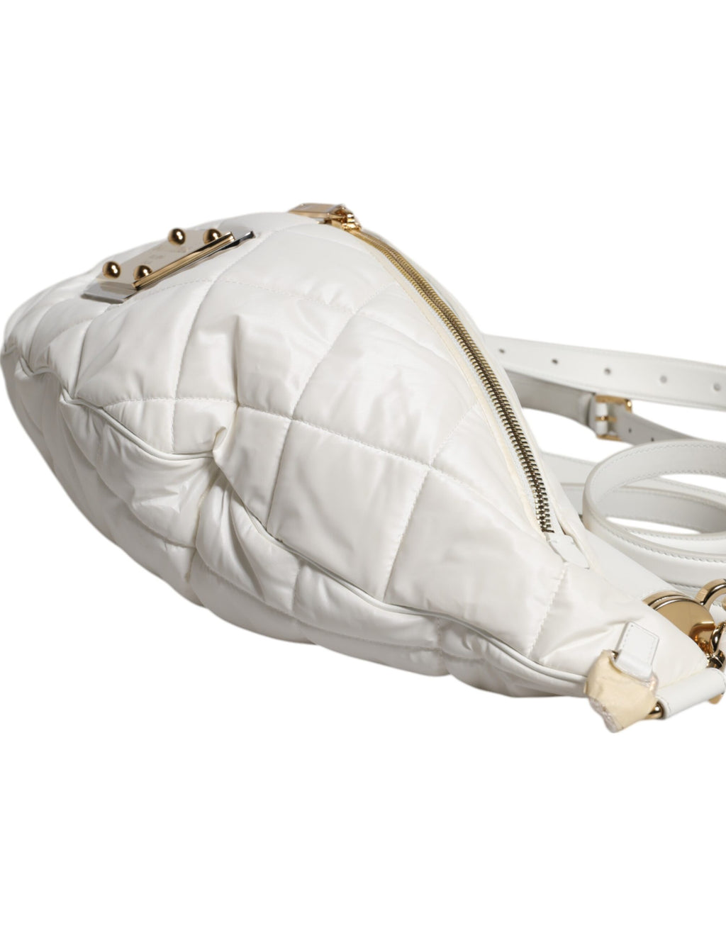 Marsupio con cintura Dolce & Gabbana bianco trapuntato con placca logo