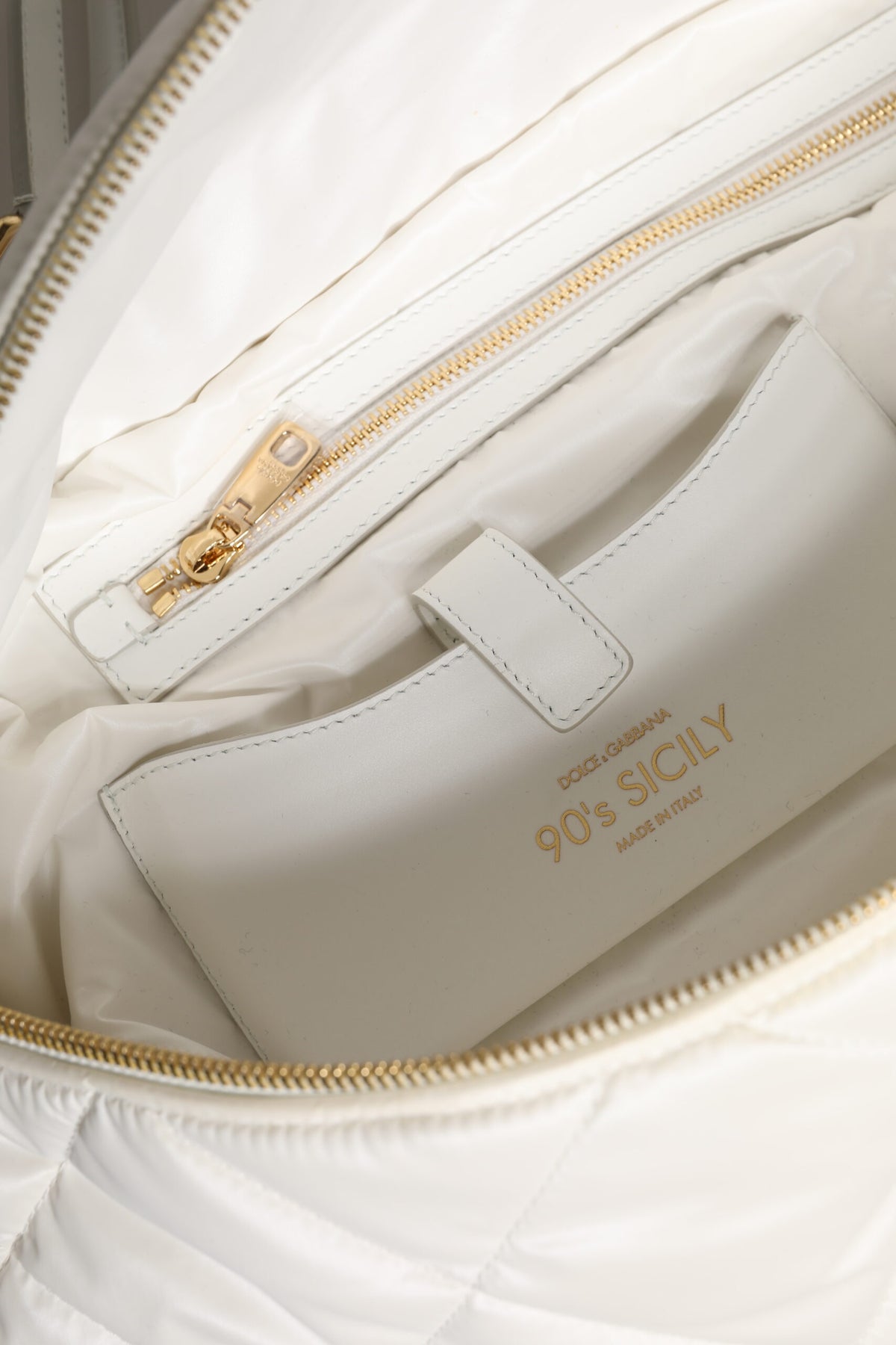 Marsupio con cintura Dolce & Gabbana bianco trapuntato con placca logo
