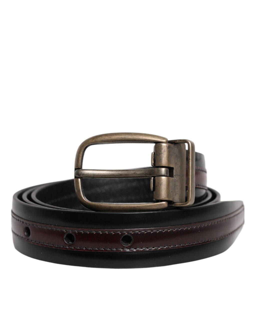 Cintura Dolce & Gabbana in vitello nero bordeaux con fibbia con logo in metallo
