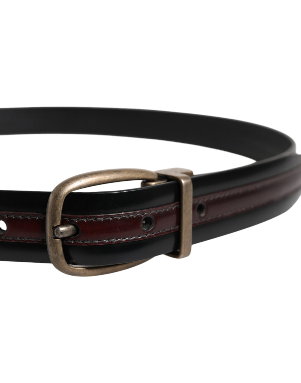 Cintura Dolce & Gabbana in vitello nero bordeaux con fibbia con logo in metallo
