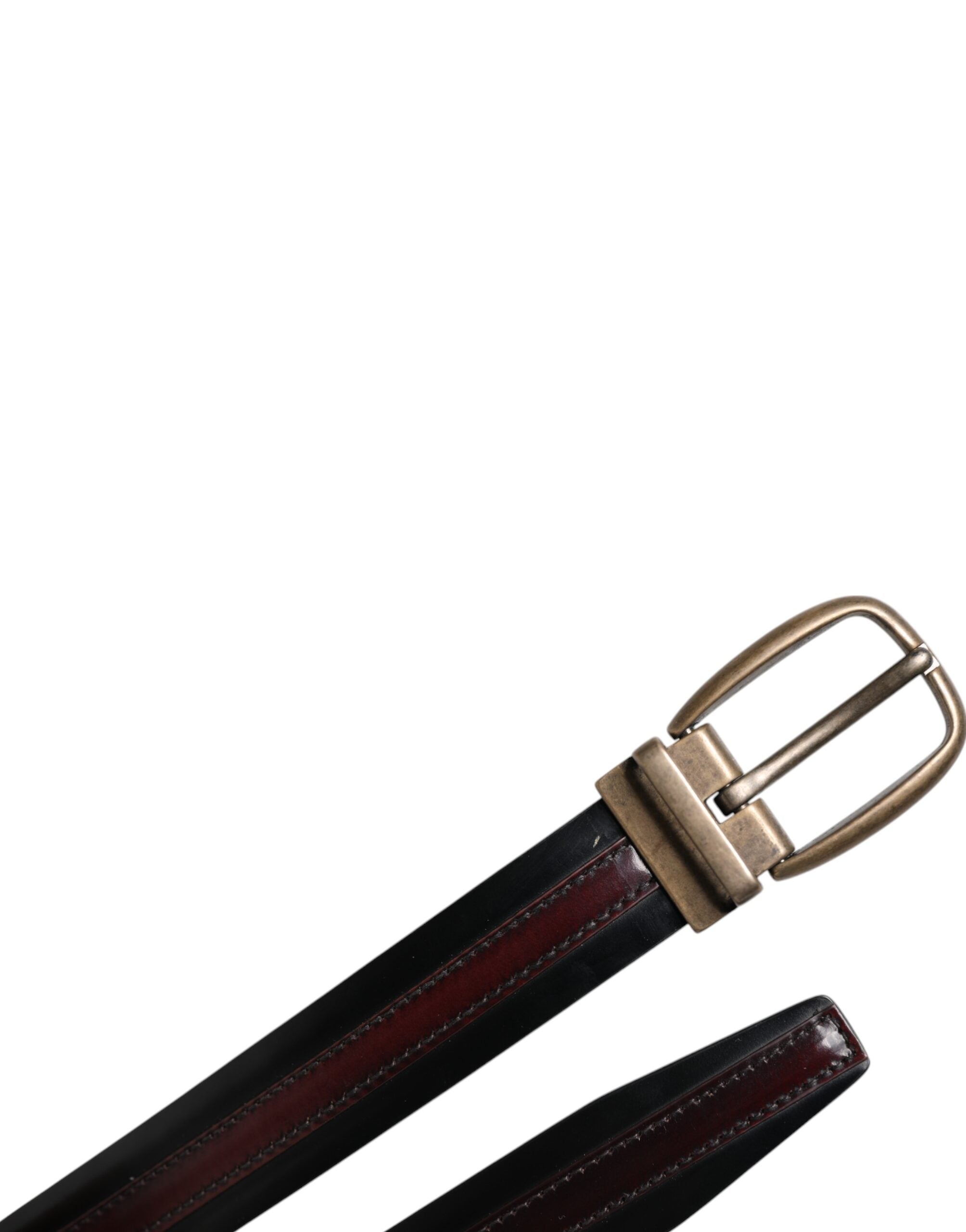 Cintura Dolce & Gabbana in vitello nero bordeaux con fibbia con logo in metallo