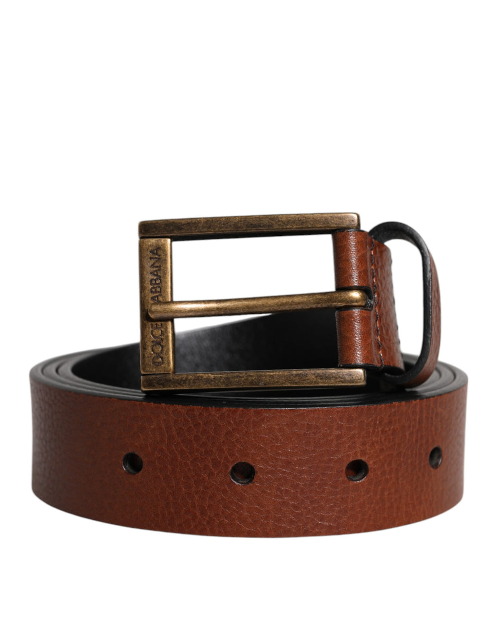 Cintura Dolce & Gabbana in pelle di vitello marrone con classica fibbia in metallo