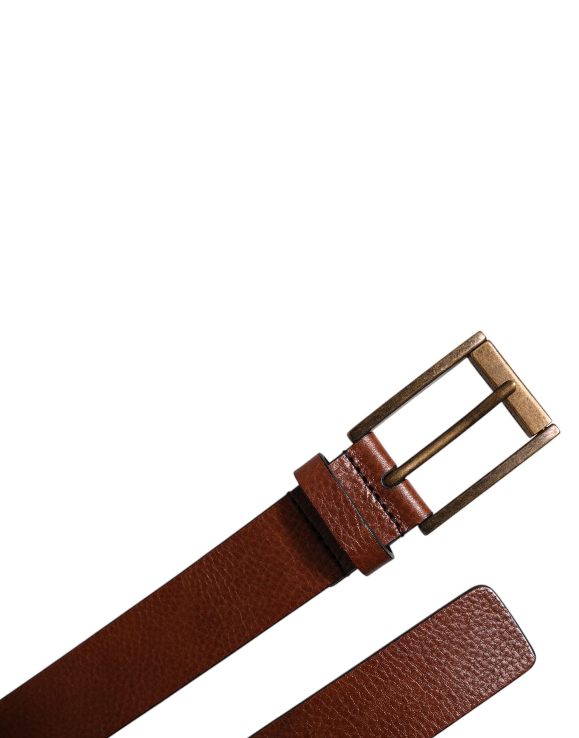 Cintura Dolce & Gabbana in pelle di vitello marrone con classica fibbia in metallo