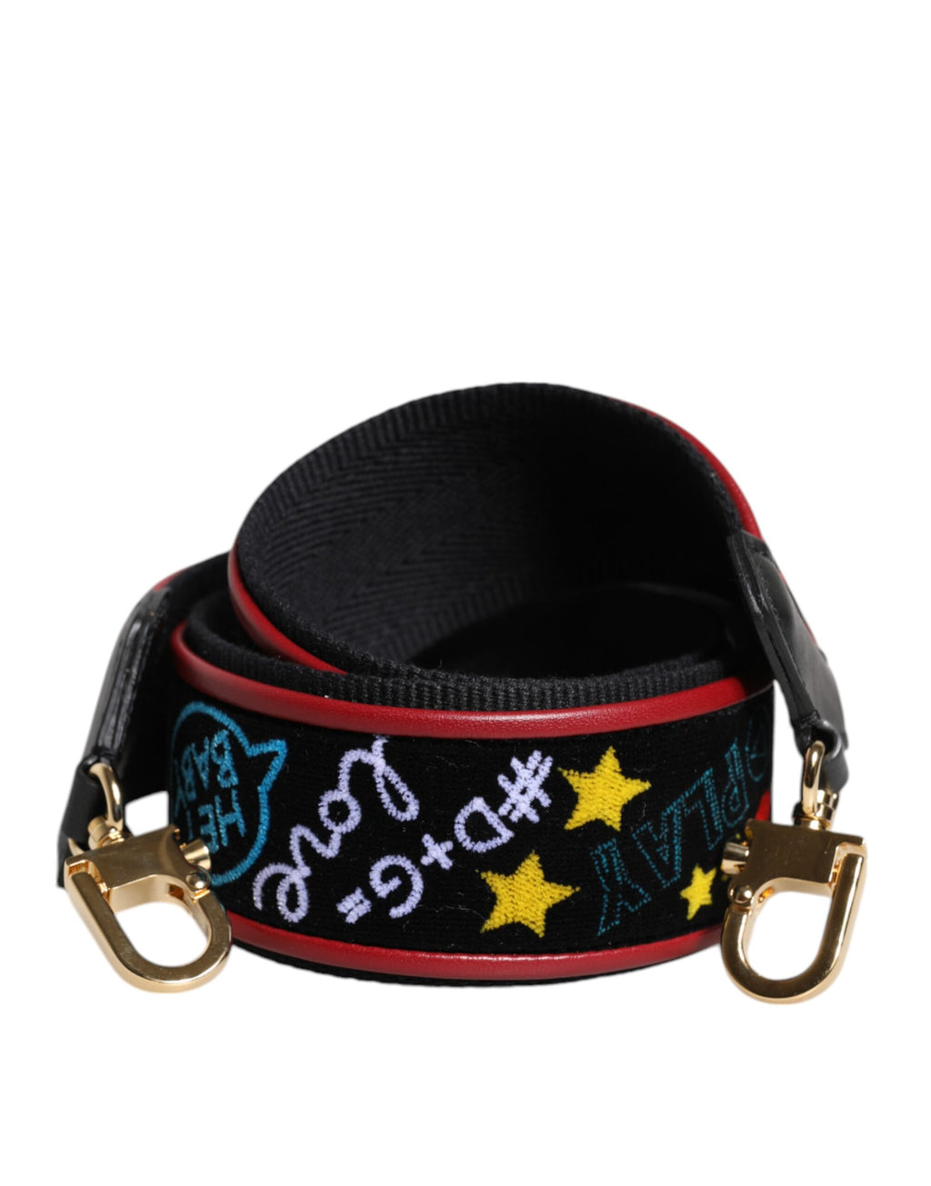 Dolce & Gabbana Tracolla per Borsa in Cotone Nero Stampato