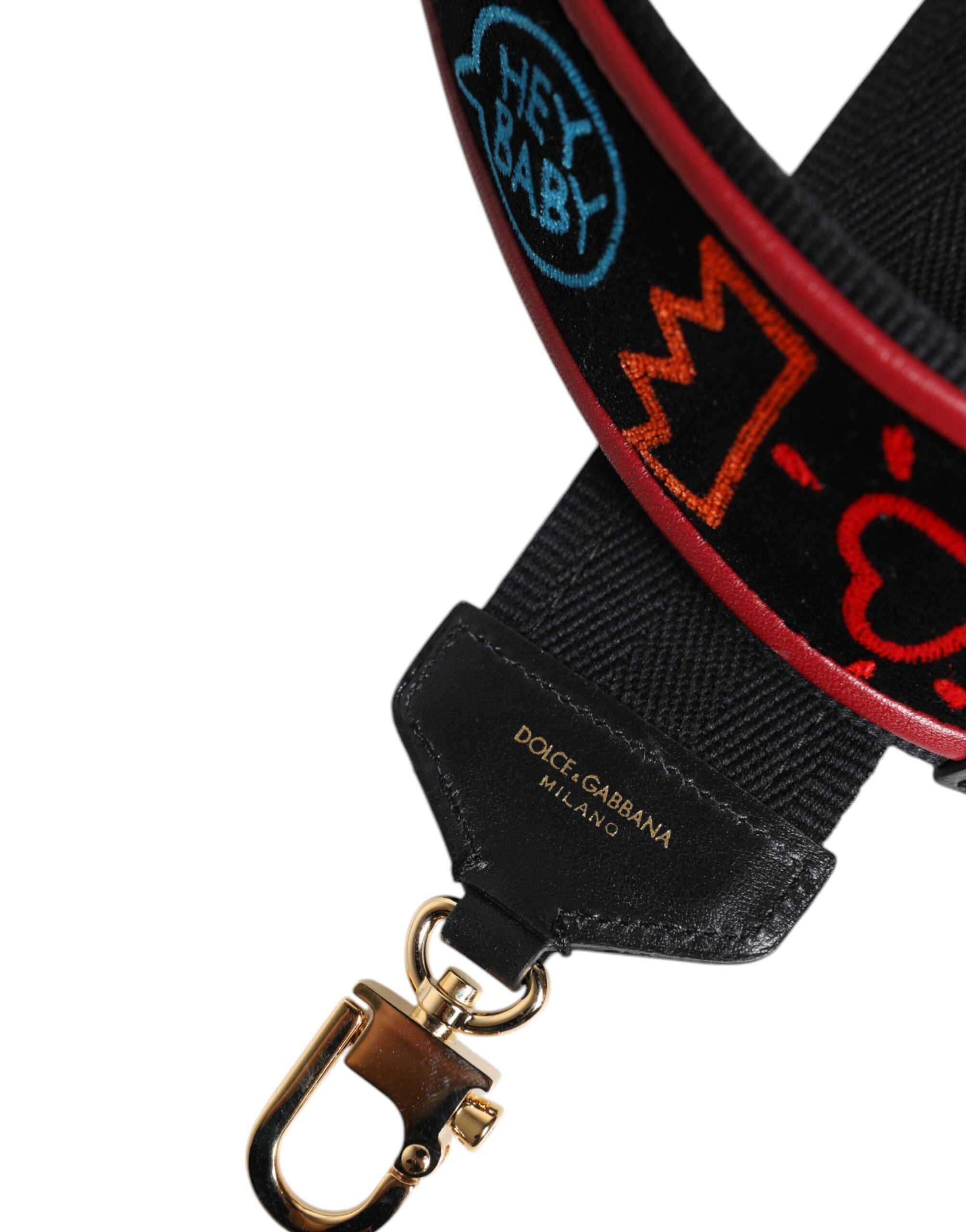 Dolce & Gabbana Tracolla per Borsa in Cotone Nero Stampato