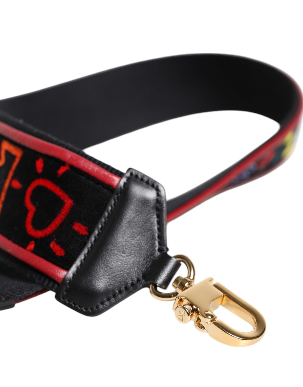 Dolce & Gabbana Tracolla per Borsa in Cotone Nero Stampato