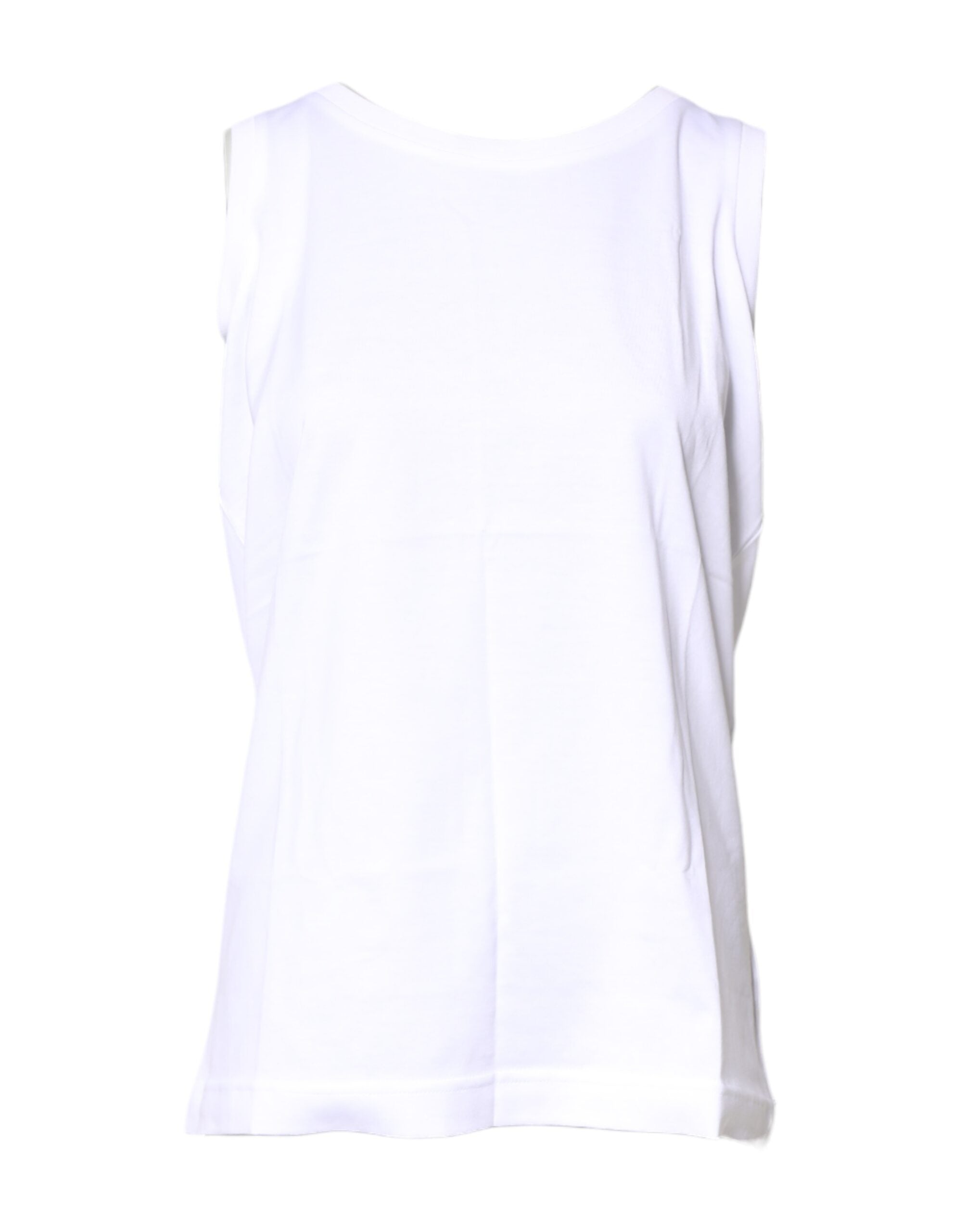 Dolce & Gabbana T-shirt Girocollo Senza Maniche in Cotone Bianco