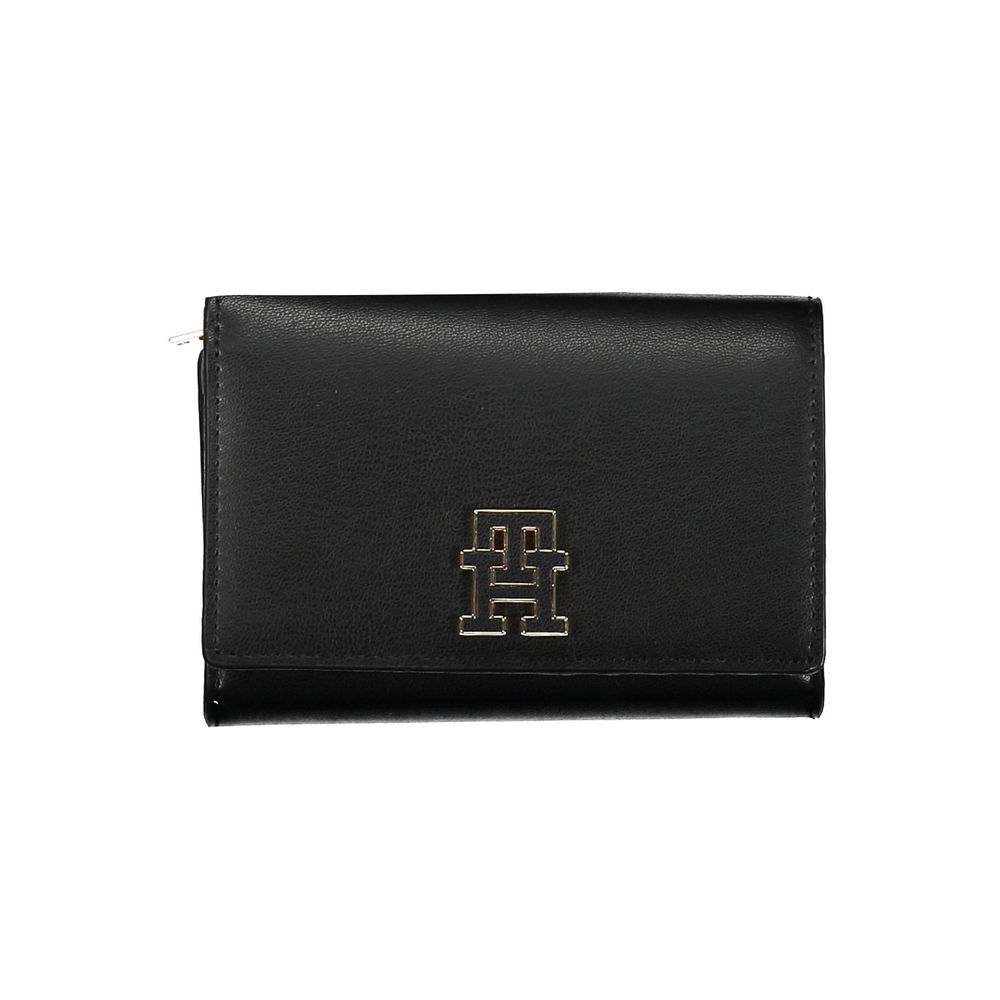 Portafoglio Tommy Hilfiger da donna in poliuretano nero