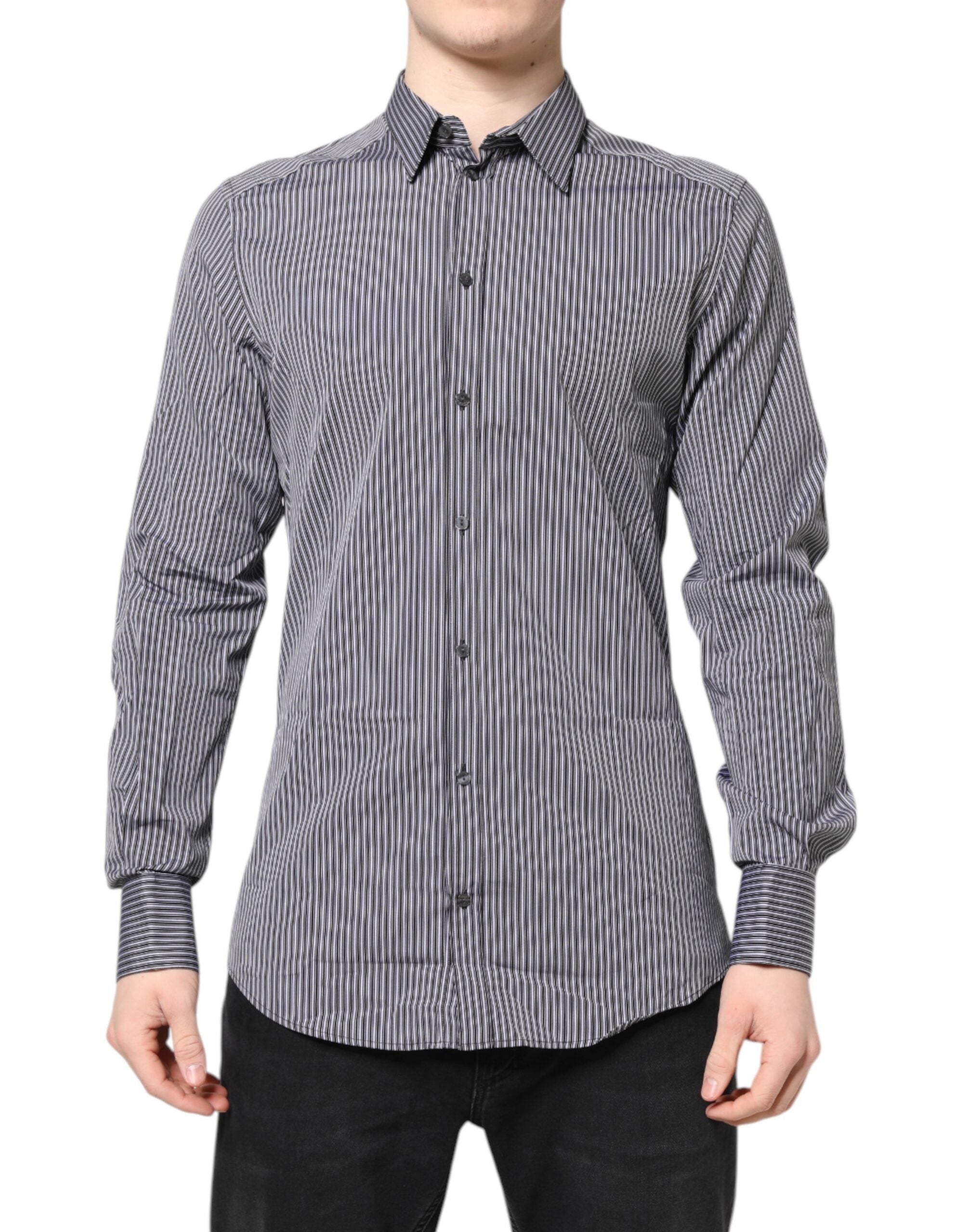 Dolce & Gabbana Camicia elegante a righe bianche e nere ORO