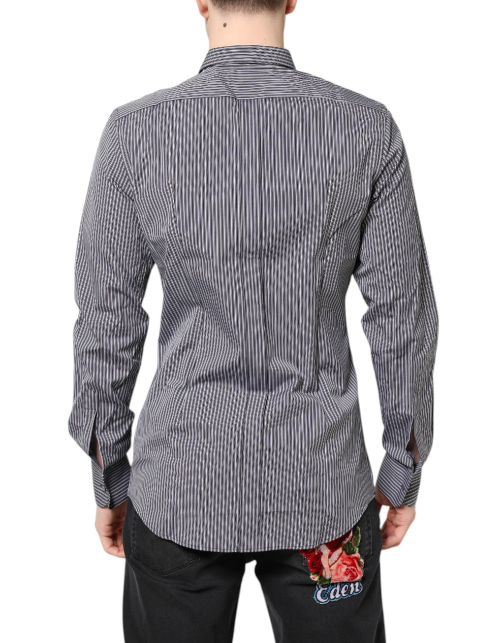 Dolce & Gabbana Camicia elegante a righe bianche e nere ORO