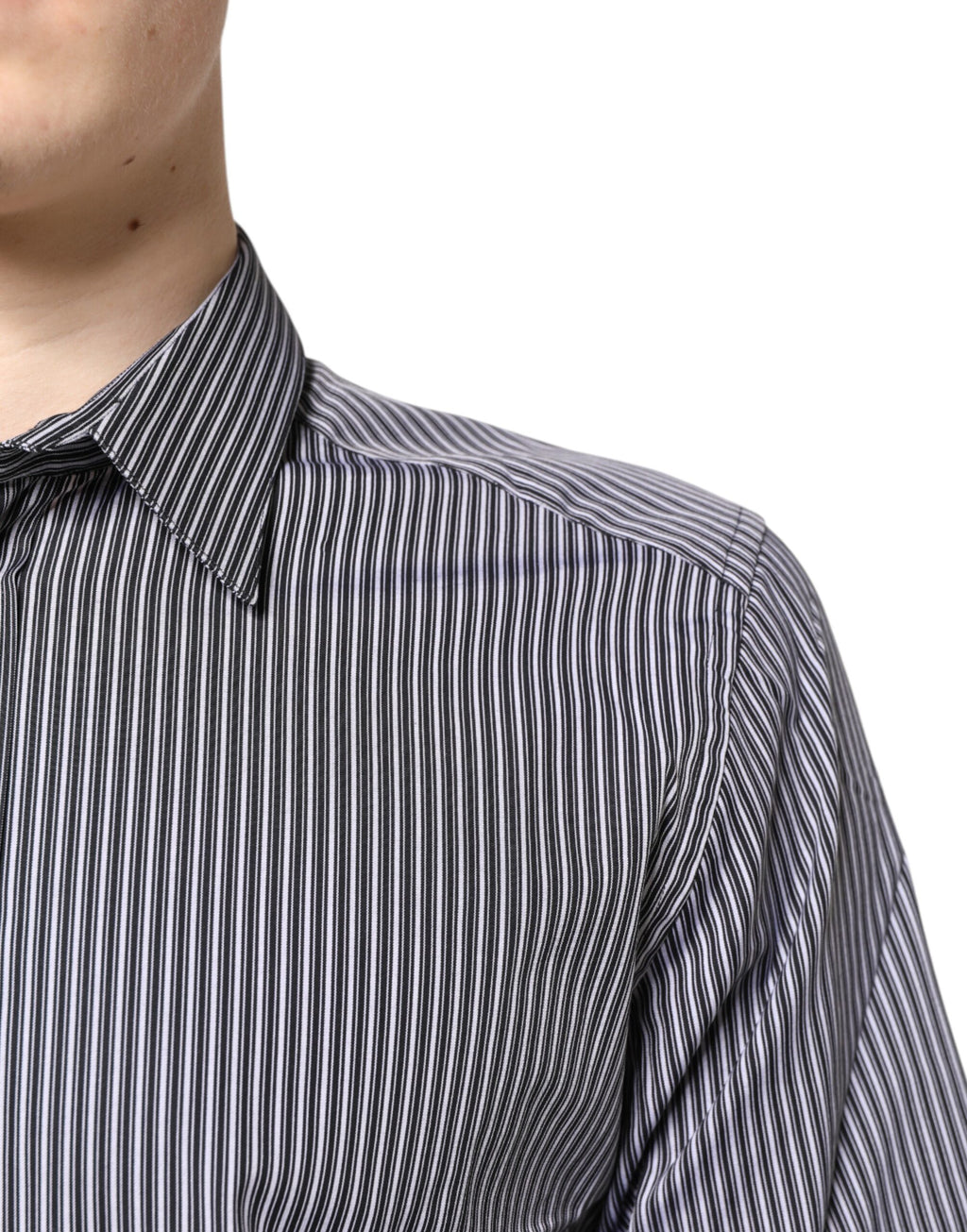 Dolce & Gabbana Camicia elegante a righe bianche e nere ORO