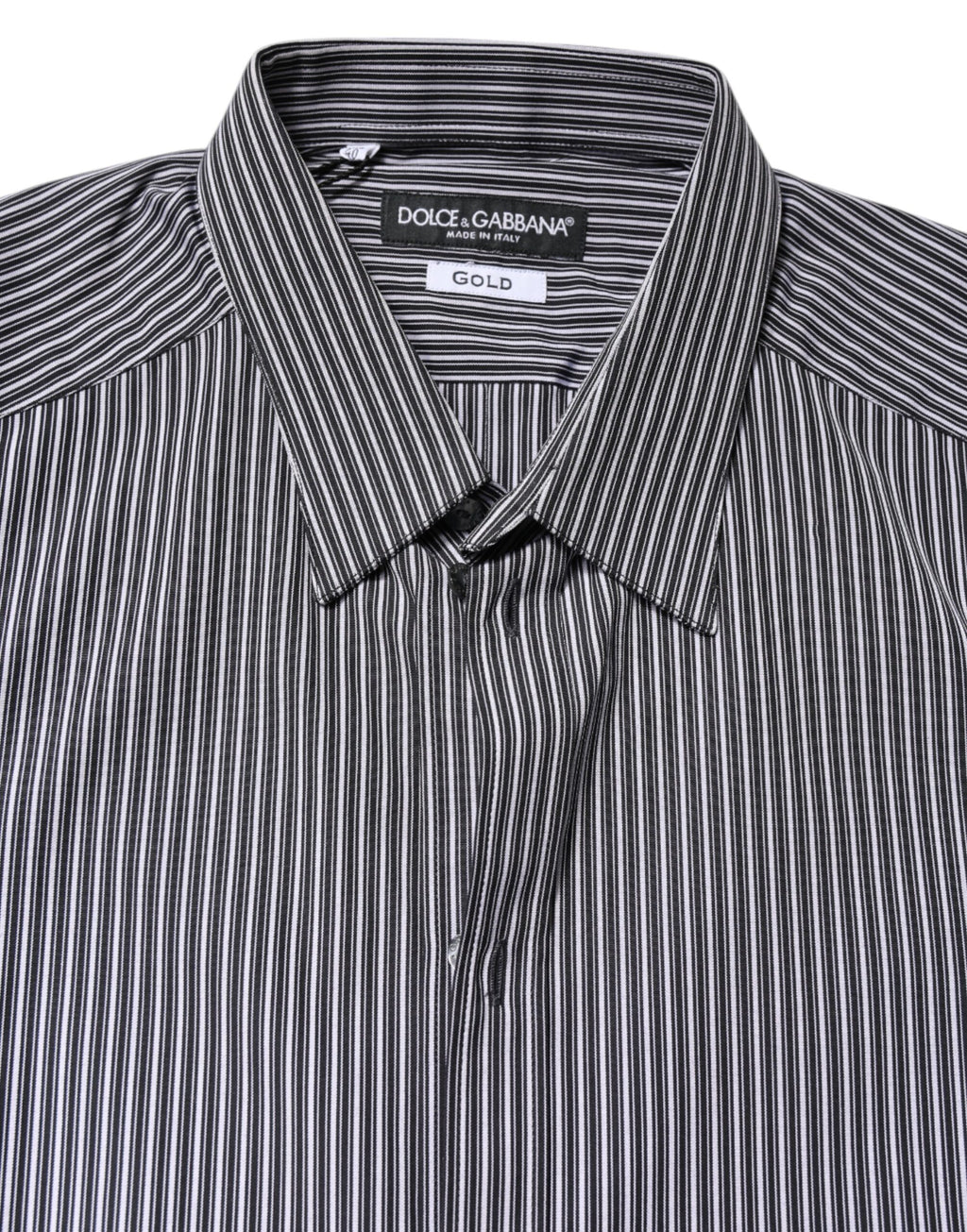 Dolce & Gabbana Camicia elegante a righe bianche e nere ORO