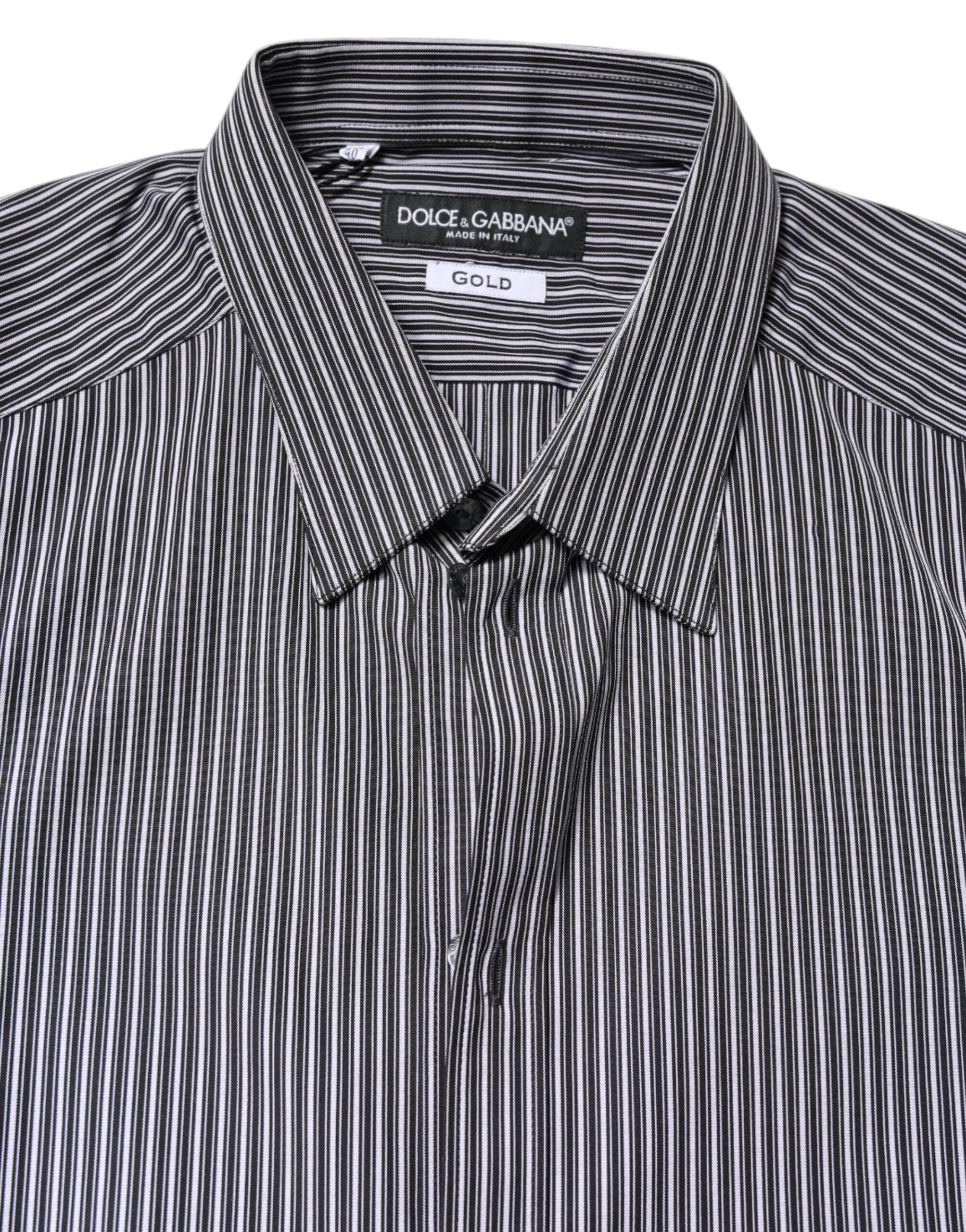 Dolce & Gabbana Camicia elegante a righe bianche e nere ORO