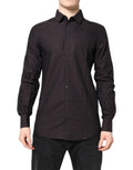 Dolce & Gabbana Camicia elegante da uomo in jacquard di cotone bordeaux GOLD