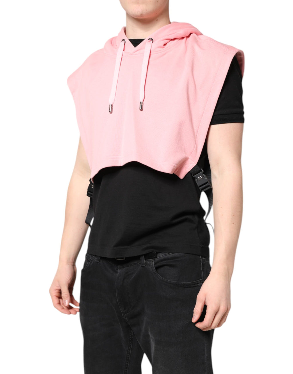 Gilet sportivo da uomo Dolce & Gabbana in cotone rosa con cappuccio
