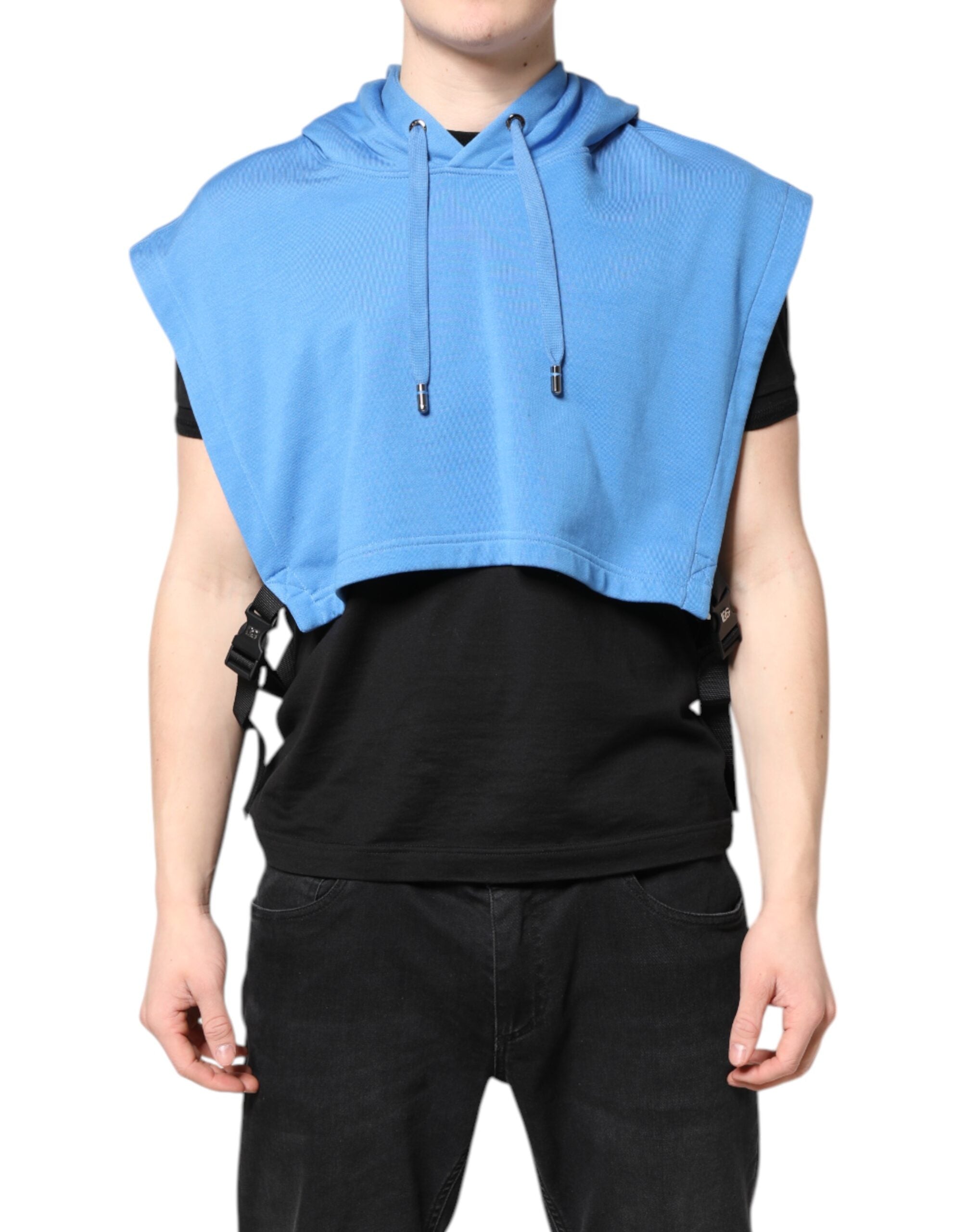 Dolce & Gabbana Gilet Sportivo da Uomo con Cappuccio in Cotone Blu