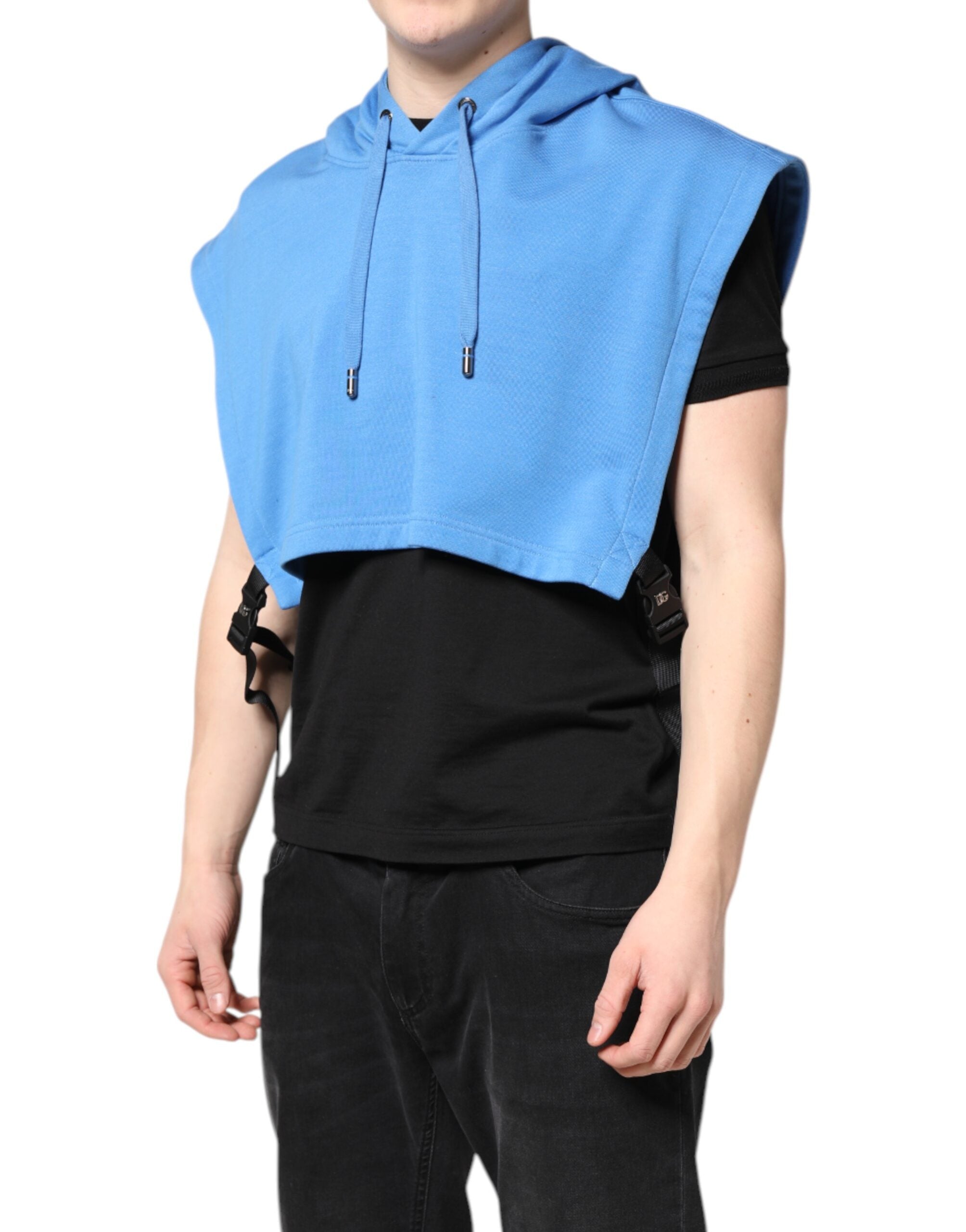 Dolce & Gabbana Gilet Sportivo da Uomo con Cappuccio in Cotone Blu