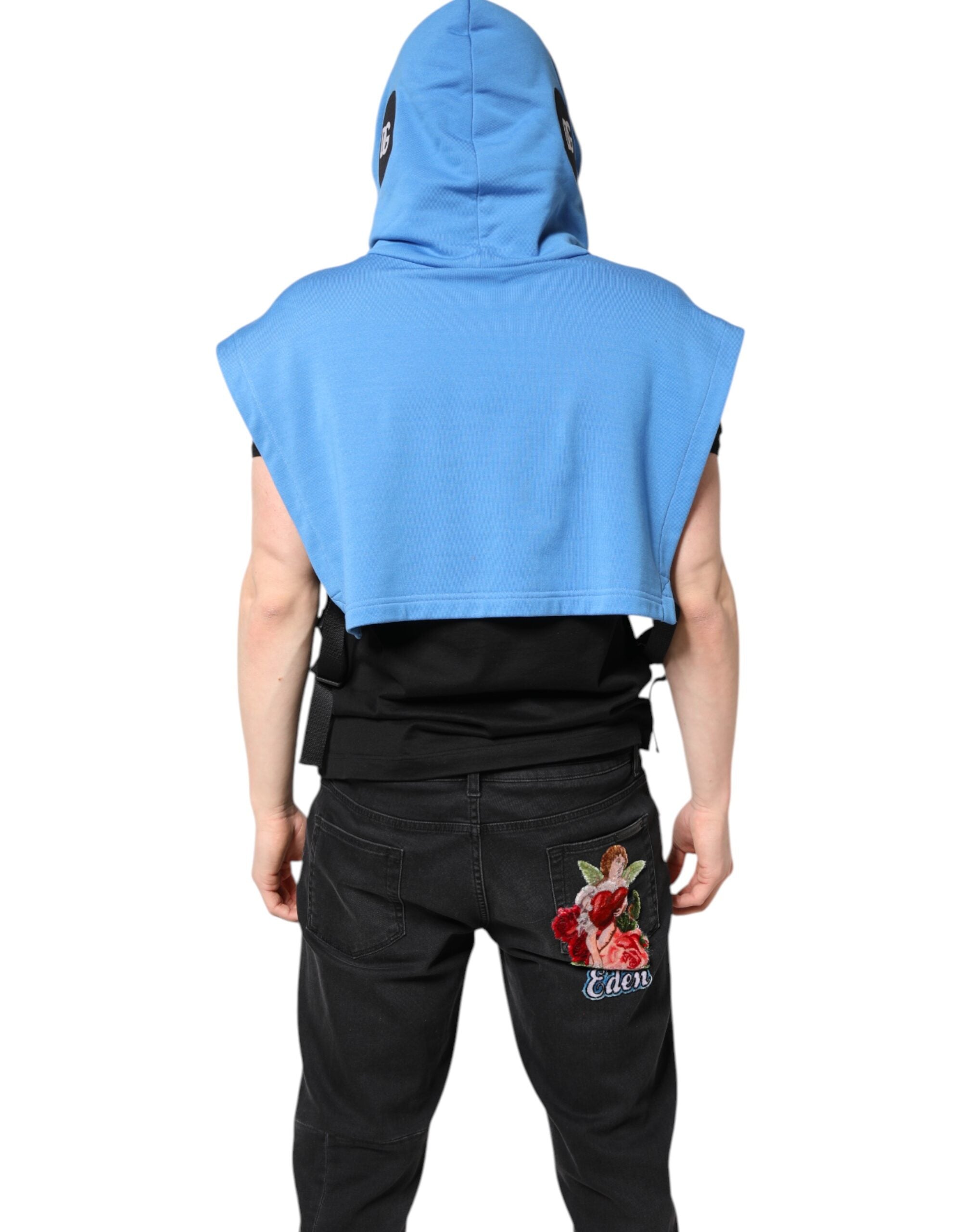 Dolce & Gabbana Gilet Sportivo da Uomo con Cappuccio in Cotone Blu