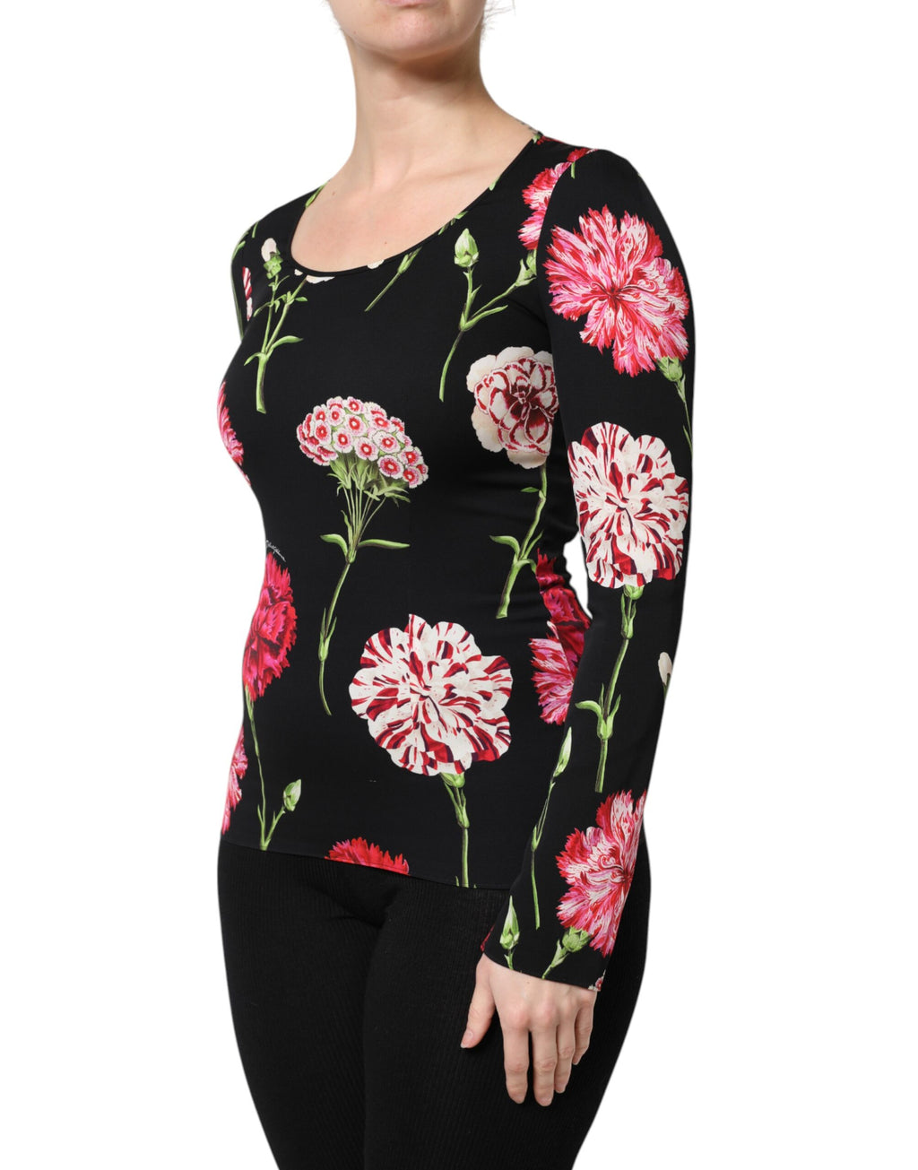 Dolce & Gabbana Blusa da donna a maniche lunghe nera a fiori