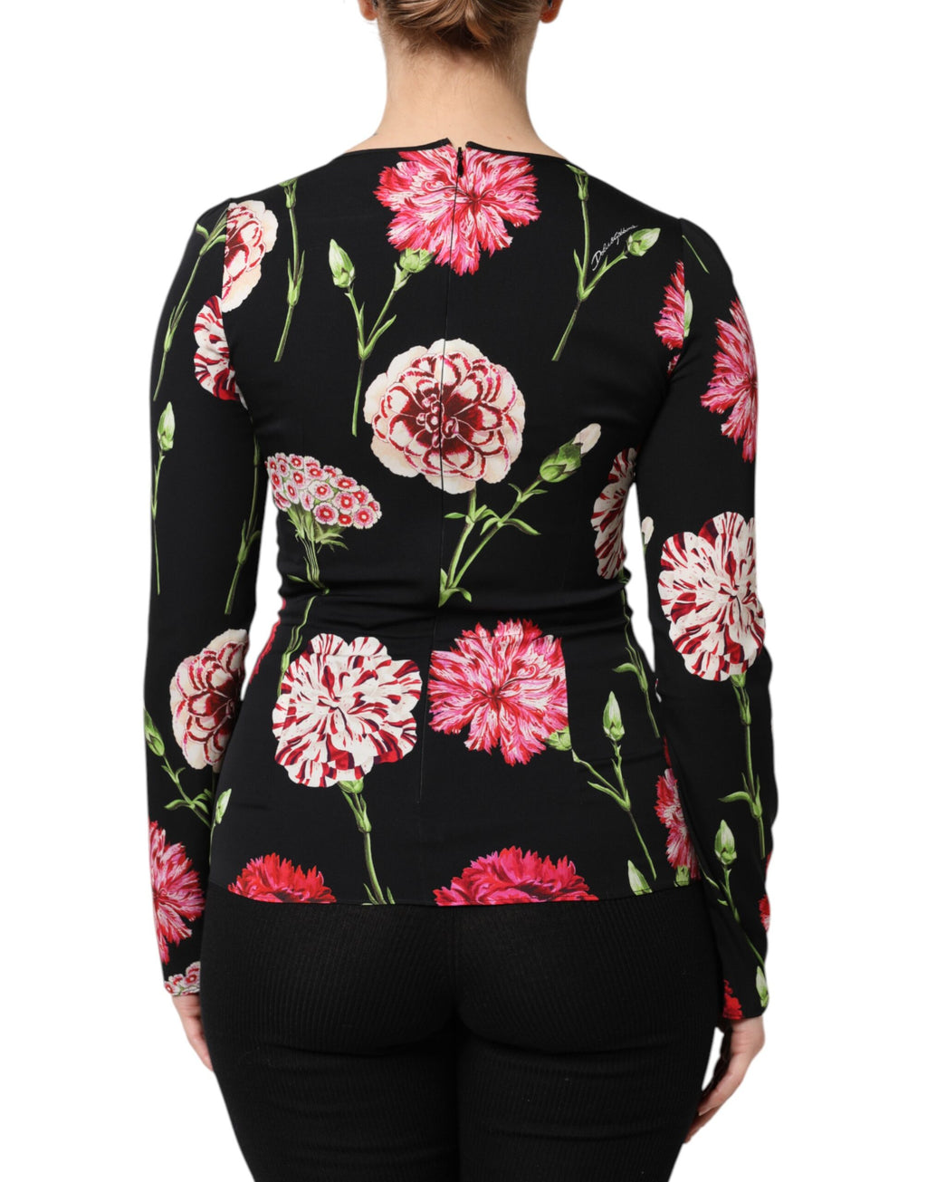 Dolce & Gabbana Blusa da donna a maniche lunghe nera a fiori