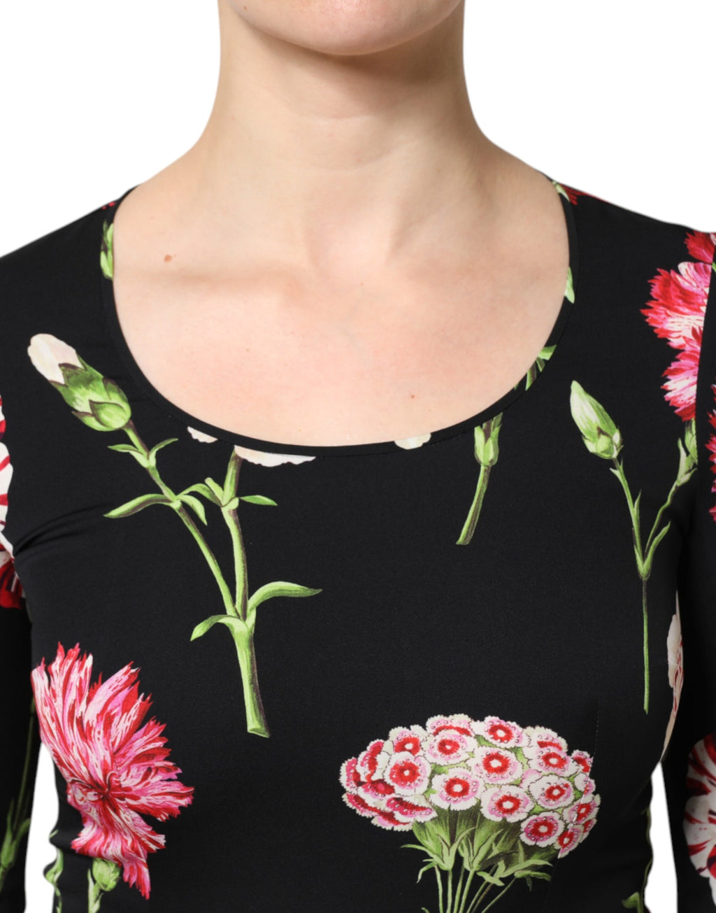 Dolce & Gabbana Blusa da donna a maniche lunghe nera a fiori