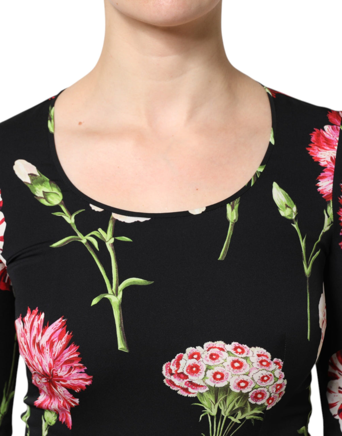 Dolce & Gabbana Blusa da donna a maniche lunghe nera a fiori