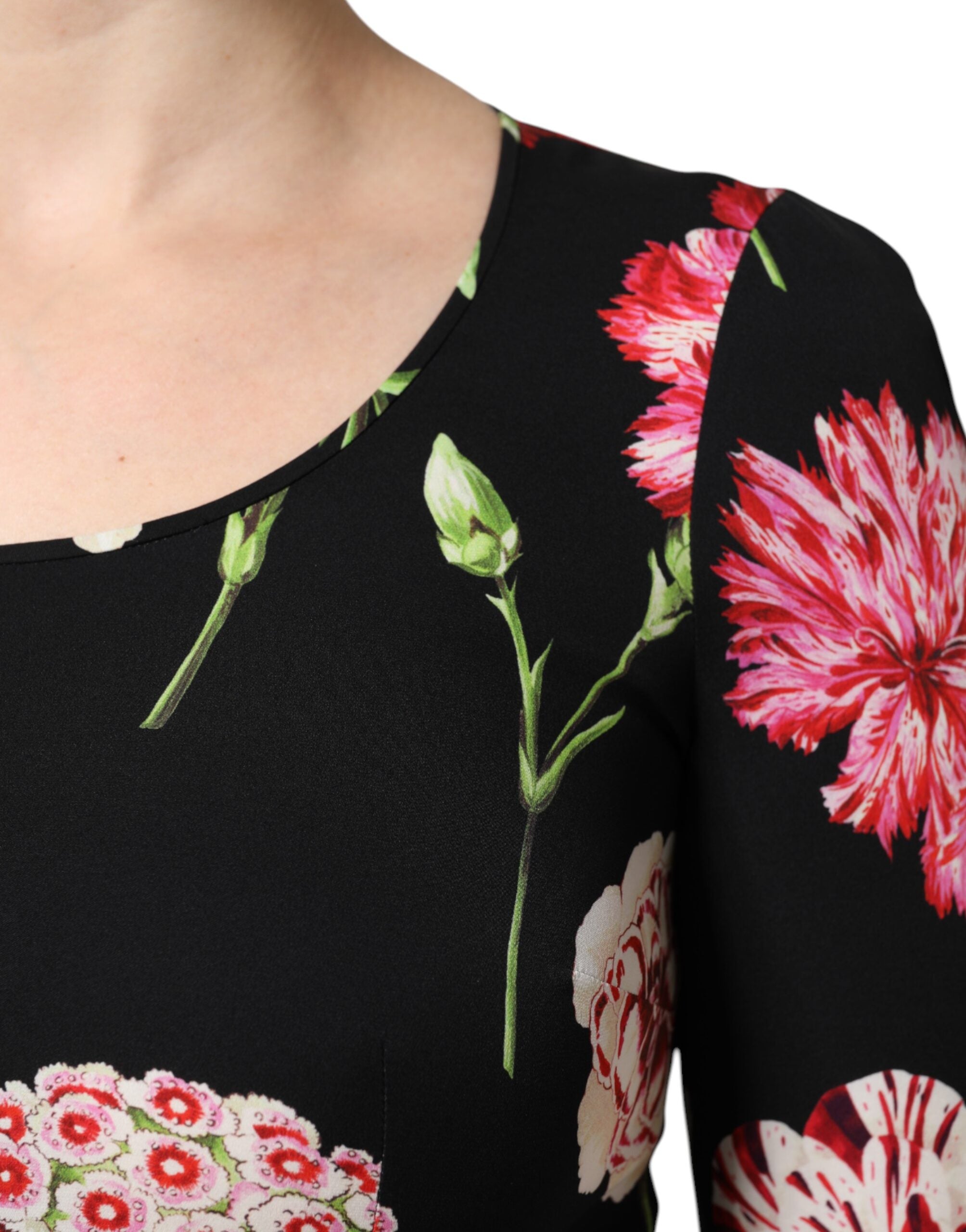 Dolce & Gabbana Blusa da donna a maniche lunghe nera a fiori