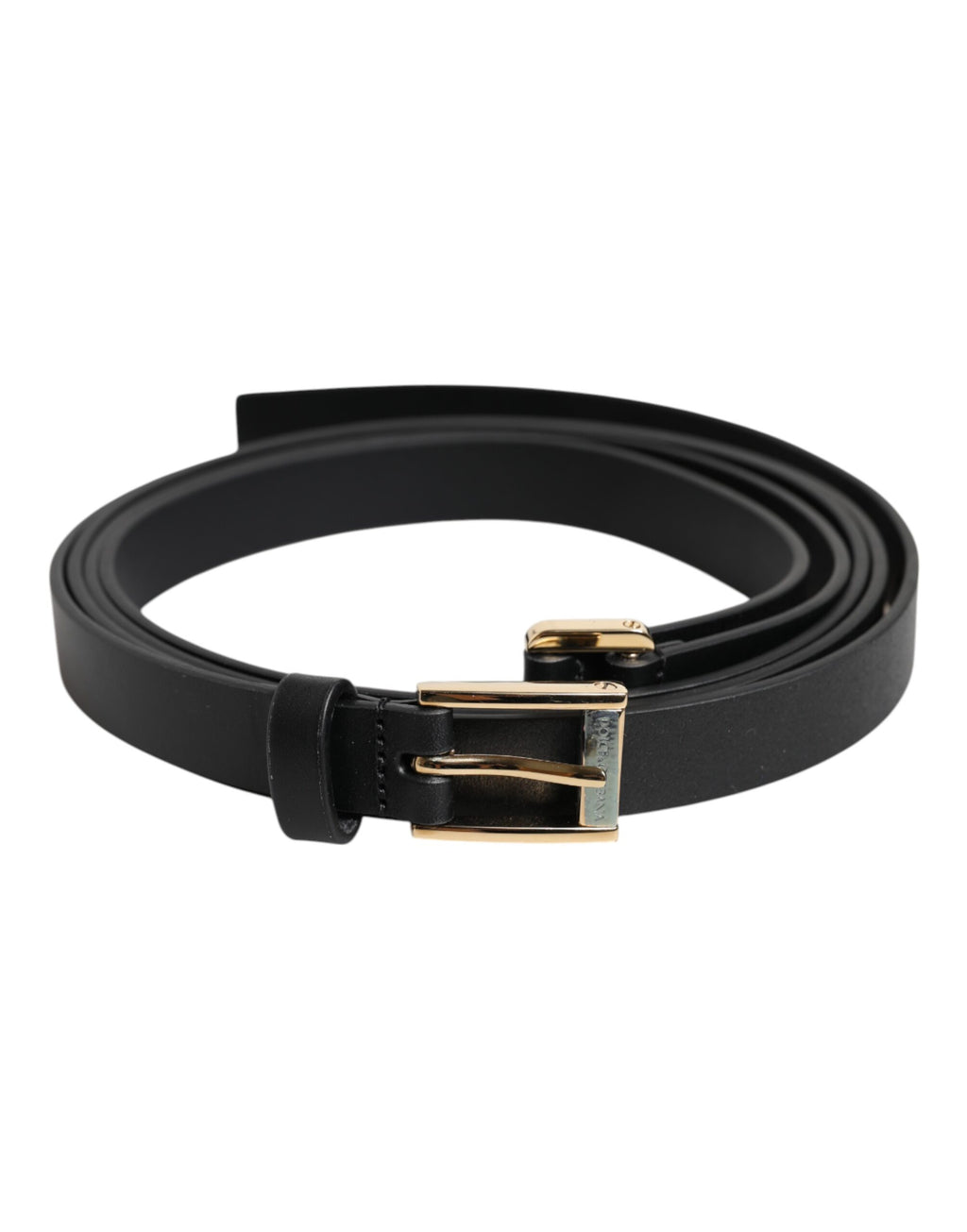 Cintura Dolce & Gabbana nera classica con fibbia con logo in metallo dorato