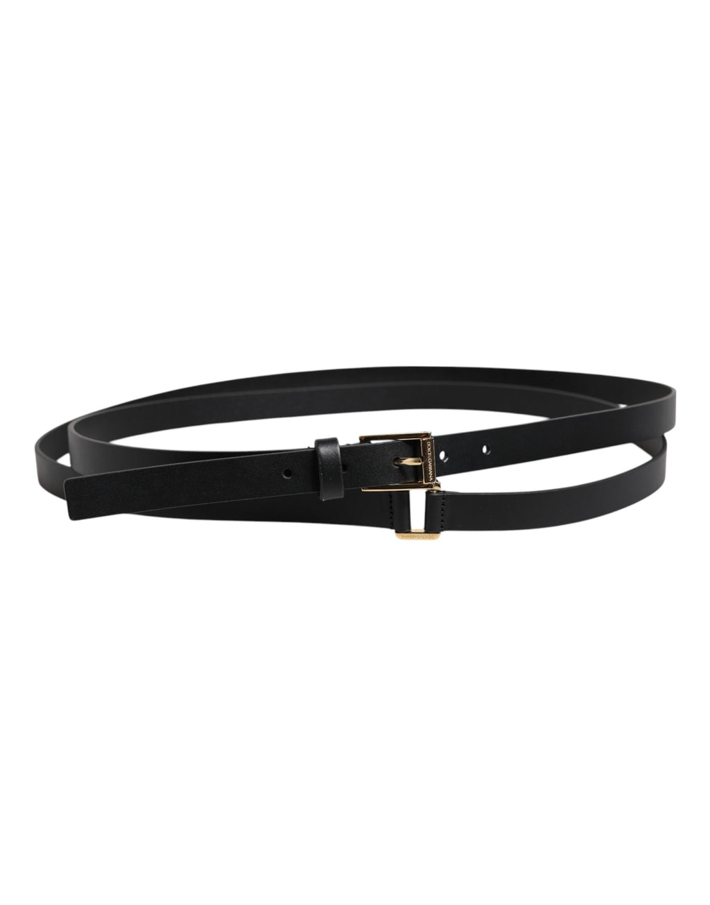 Cintura Dolce & Gabbana nera classica con fibbia con logo in metallo dorato