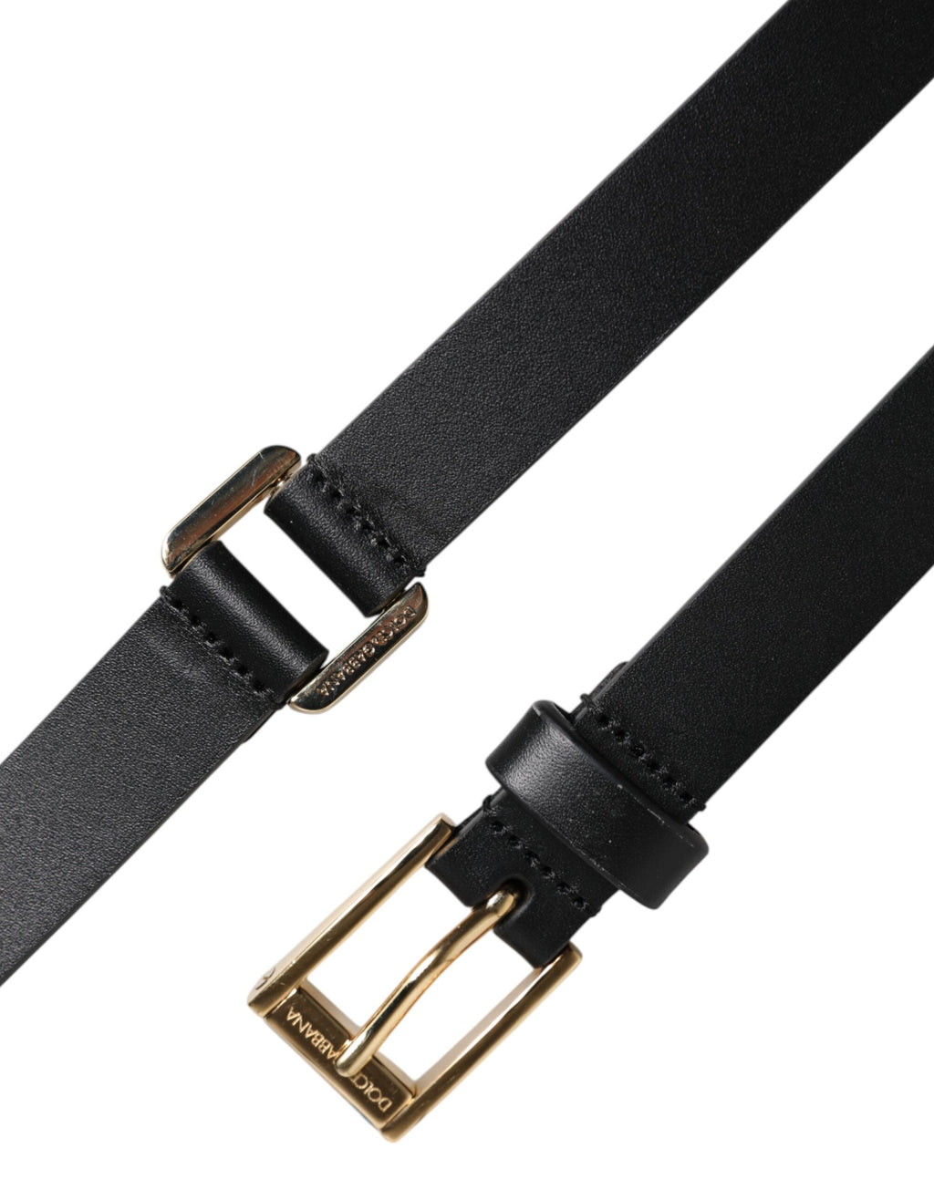 Cintura Dolce & Gabbana nera classica con fibbia con logo in metallo dorato