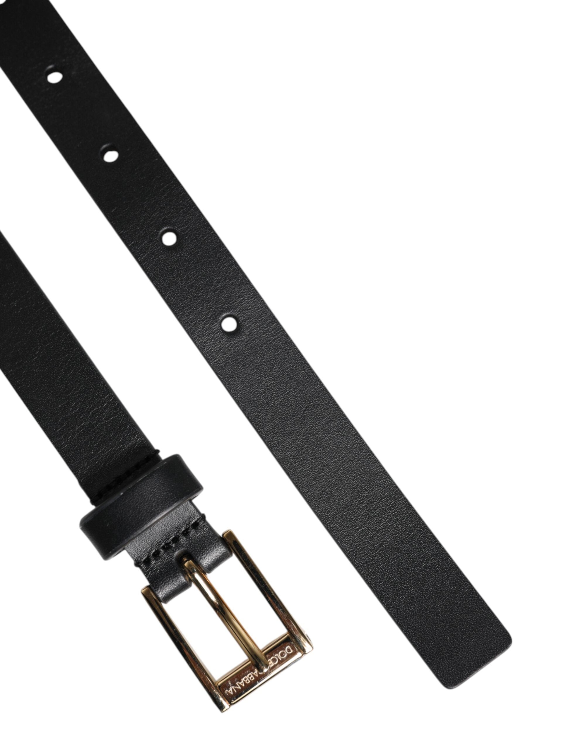 Cintura Dolce & Gabbana nera classica con fibbia con logo in metallo dorato