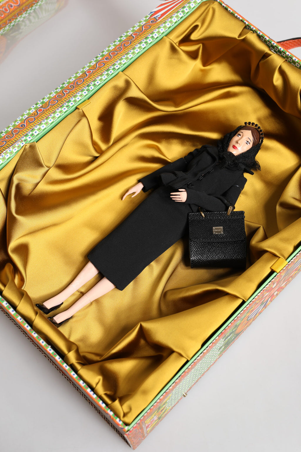 Dolce & Gabbana Abito Nero Ceramica Porcellana Moda Pelle Sicilia Bambole