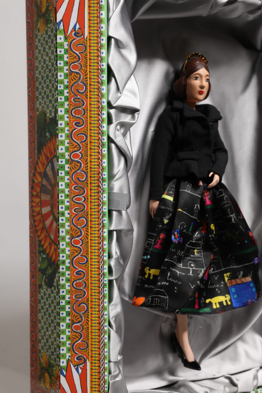 Dolce & Gabbana Abito Nero Ceramica Porcellana Moda Pelle Sicilia Bambole