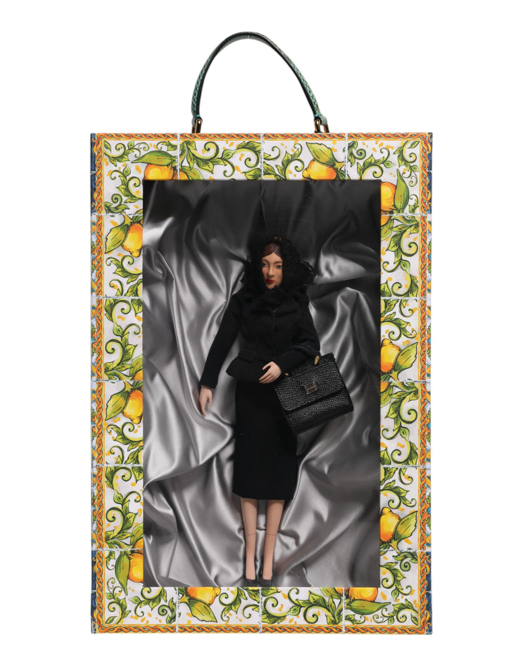 Dolce & Gabbana Abito Nero Ceramica Porcellana Moda Pelle Bambole Siciliane