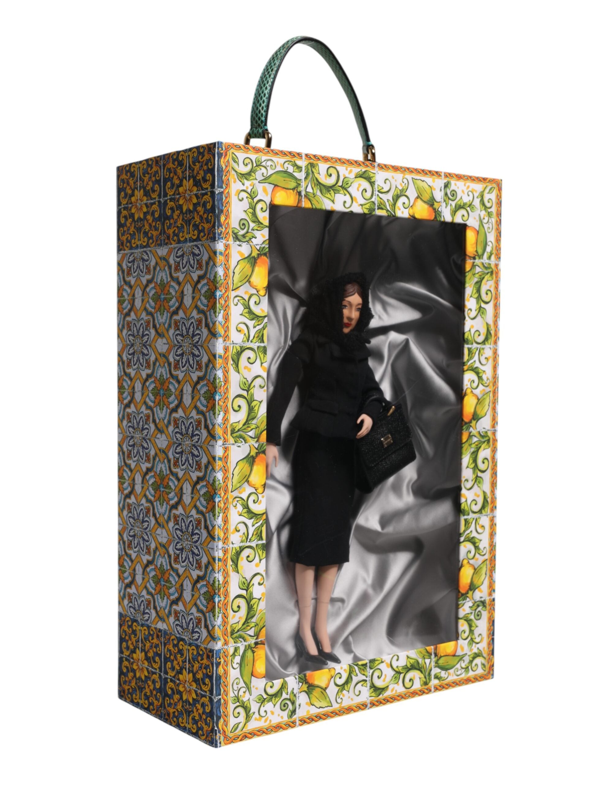 Dolce & Gabbana Abito Nero Ceramica Porcellana Moda Pelle Bambole Siciliane