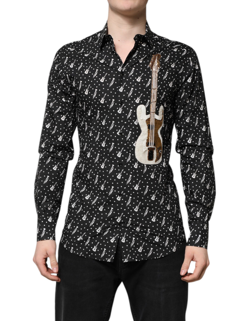 Dolce & Gabbana Camicia Nera GOLD con Strumento Musicale