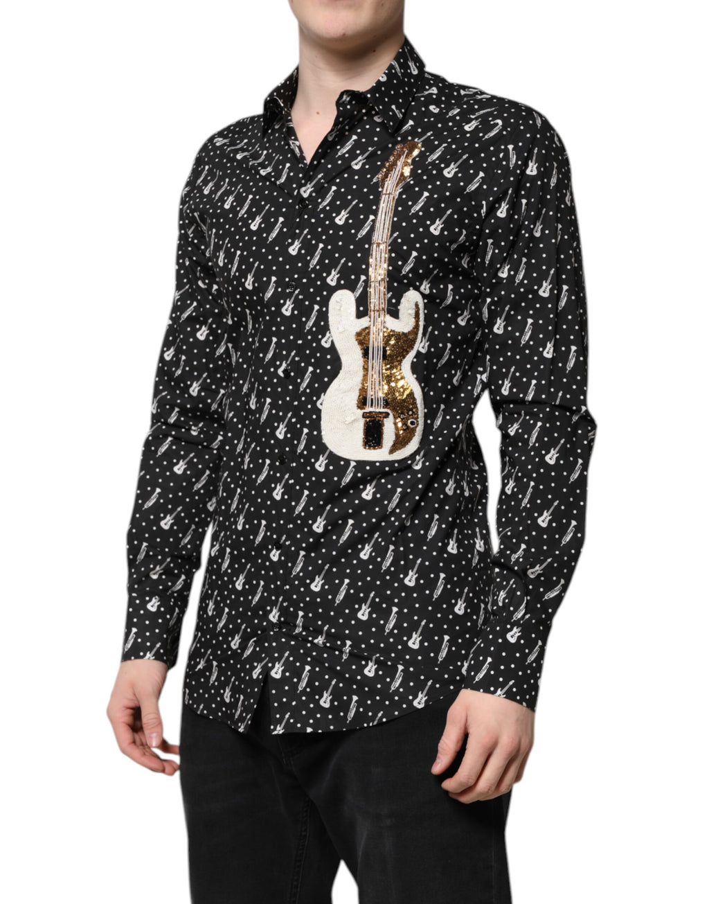 Dolce & Gabbana Camicia Nera GOLD con Strumento Musicale