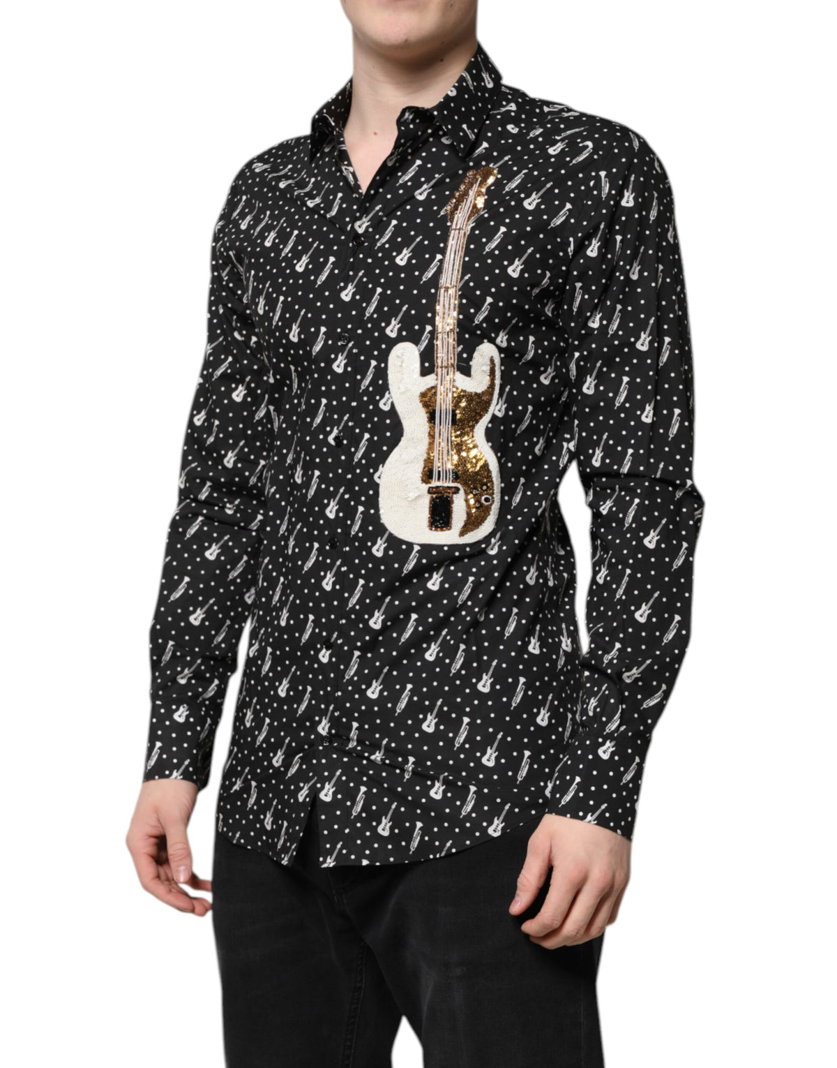 Dolce & Gabbana Camicia Nera GOLD con Strumento Musicale