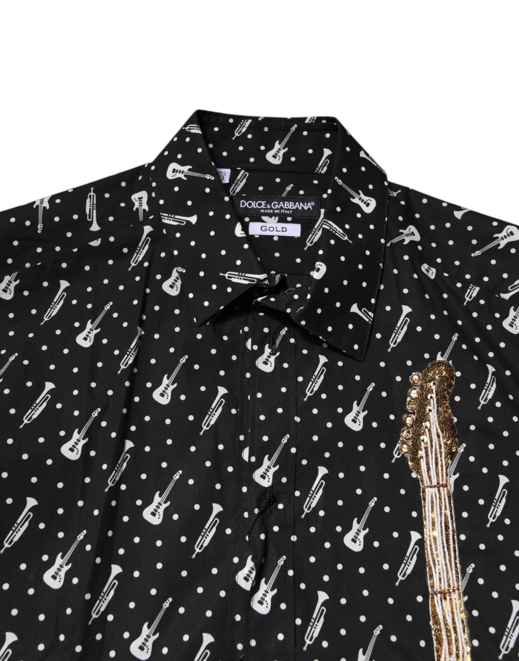 Dolce & Gabbana Camicia Nera GOLD con Strumento Musicale