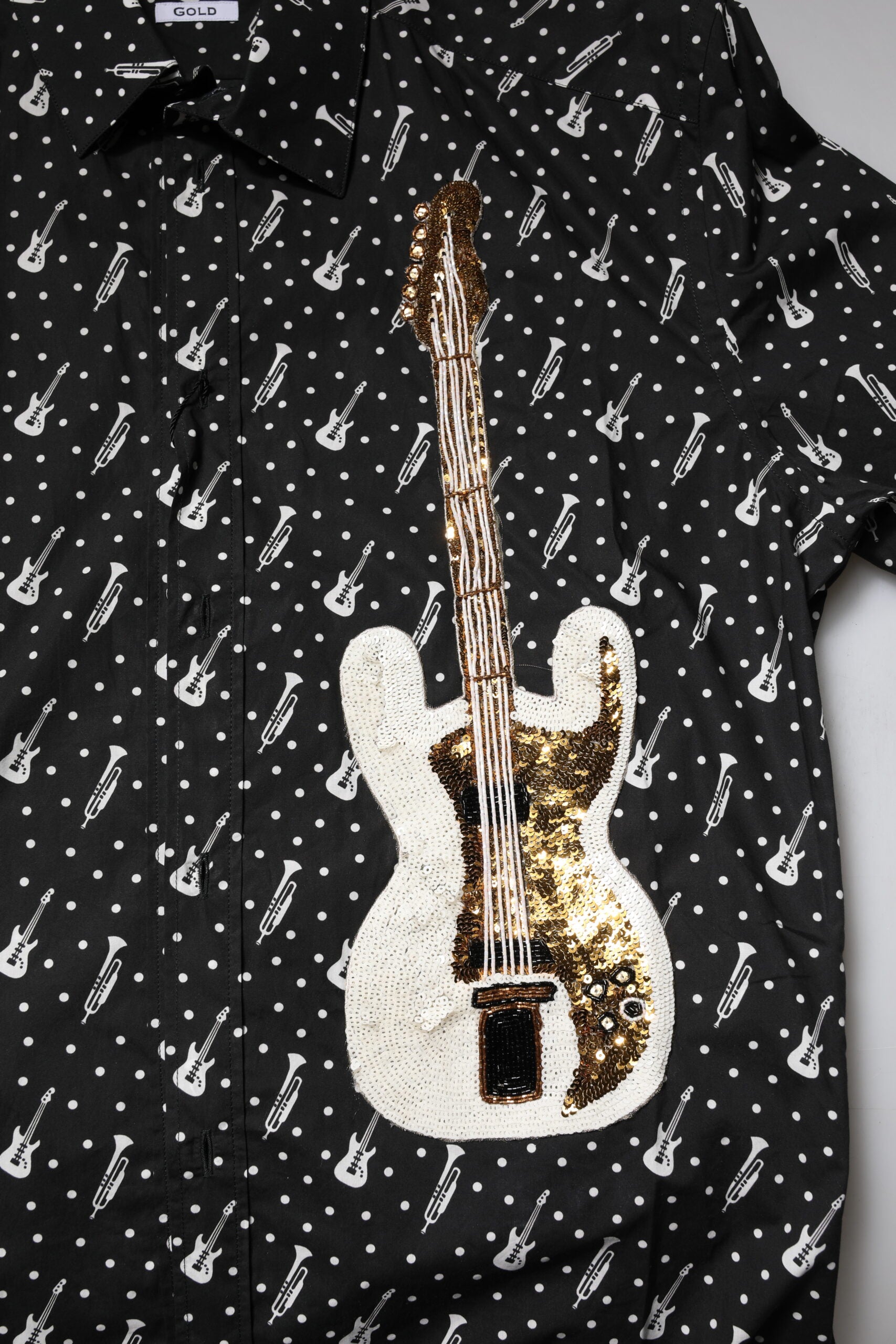 Dolce & Gabbana Camicia Nera GOLD con Strumento Musicale
