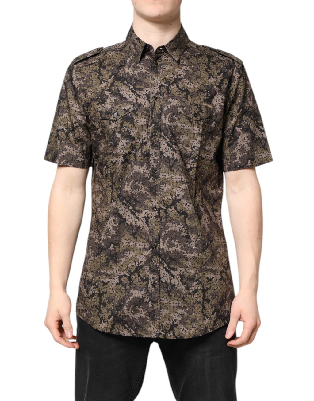 Camicia Oro Dolce & Gabbana Multicolor Mimetica con Bottoni