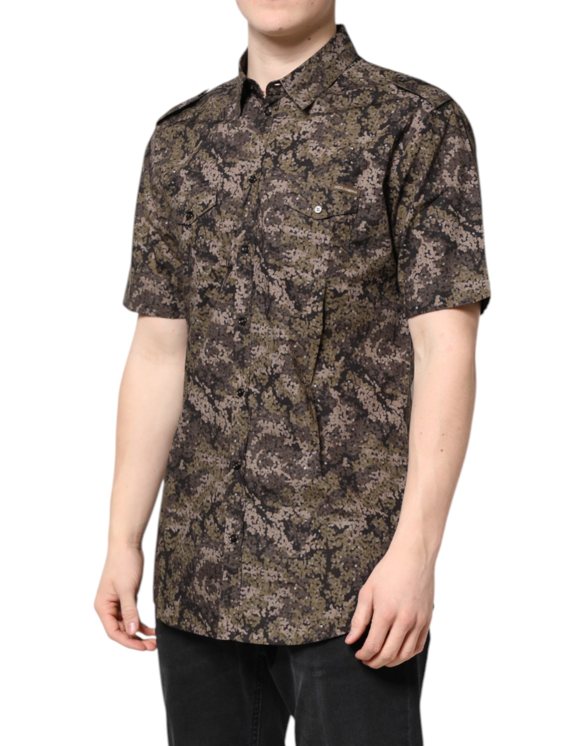 Camicia Oro Dolce & Gabbana Multicolor Mimetica con Bottoni