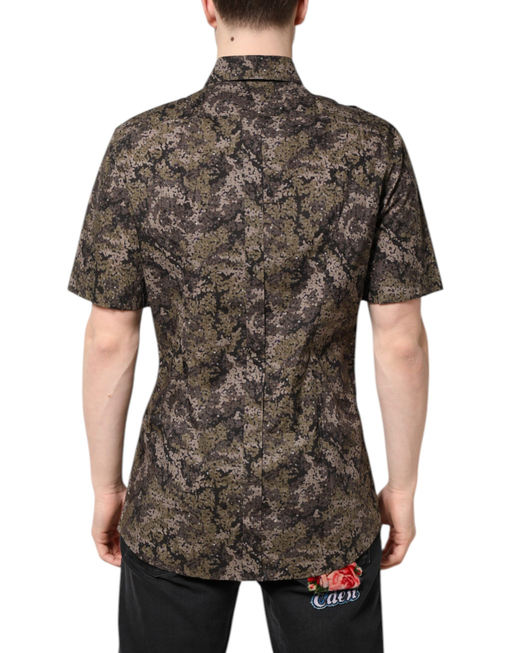 Camicia Oro Dolce & Gabbana Multicolor Mimetica con Bottoni