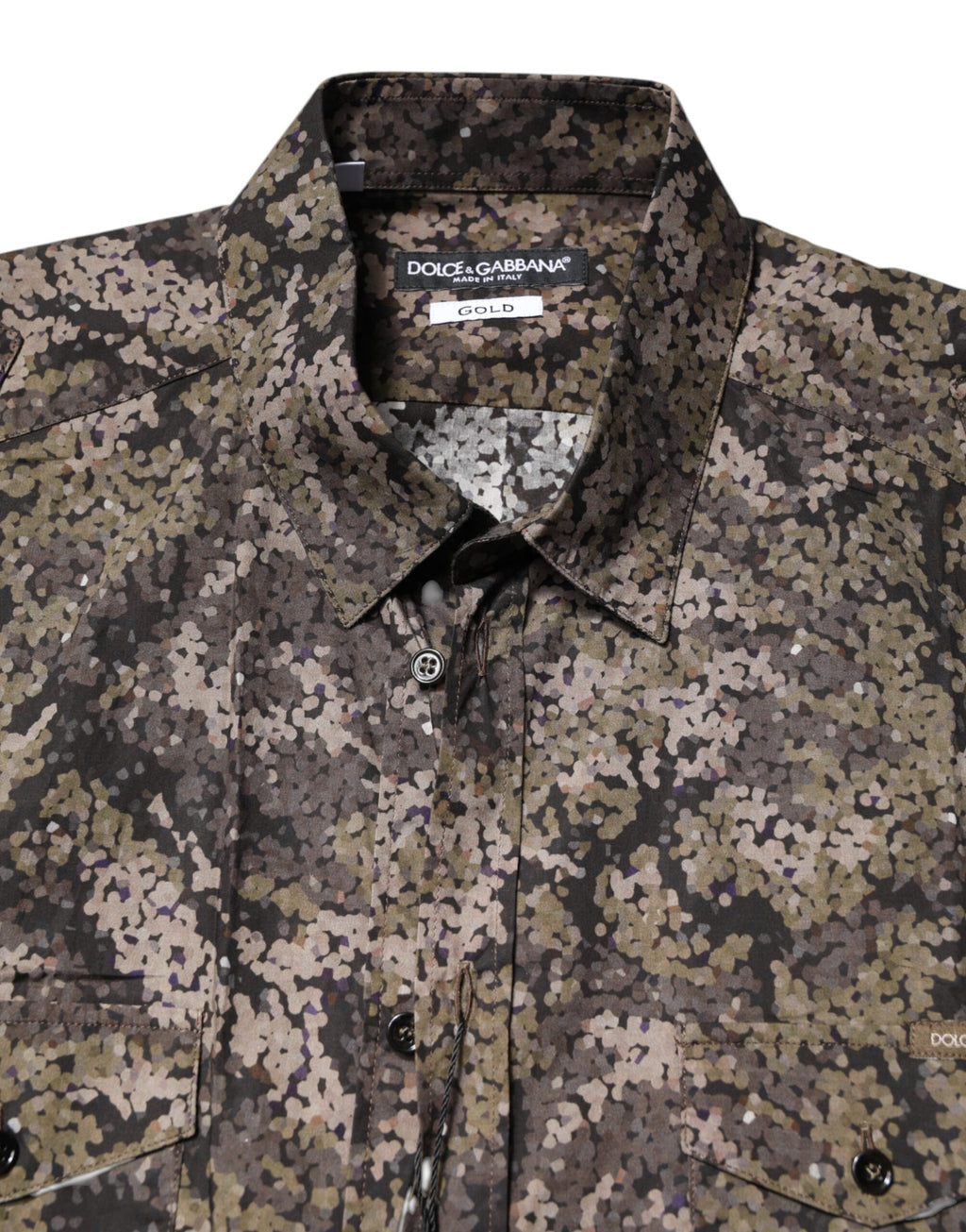 Camicia Oro Dolce & Gabbana Multicolor Mimetica con Bottoni
