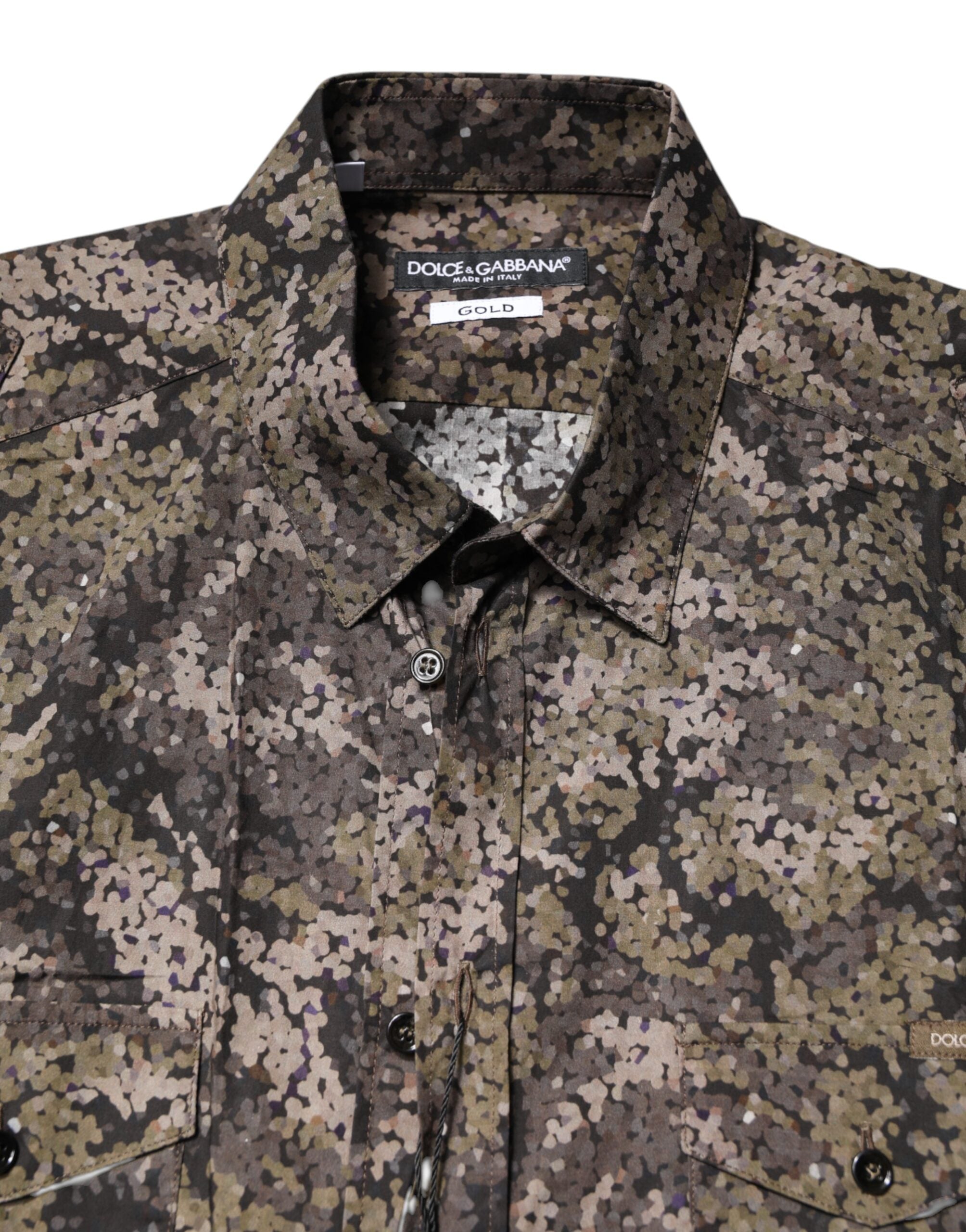 Camicia Oro Dolce & Gabbana Multicolor Mimetica con Bottoni