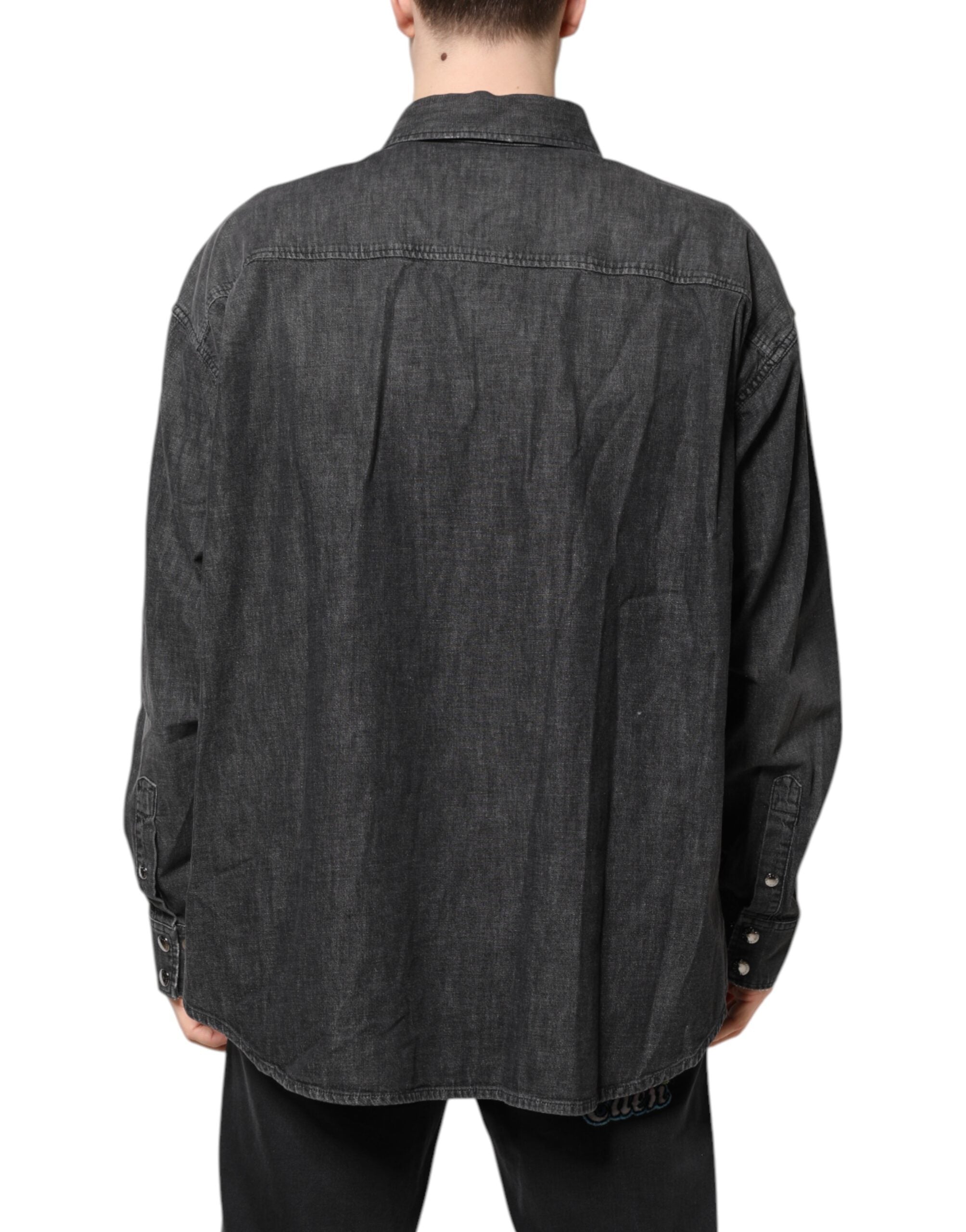 Camicia in denim con bottoni e maniche lunghe Dolce & Gabbana grigia